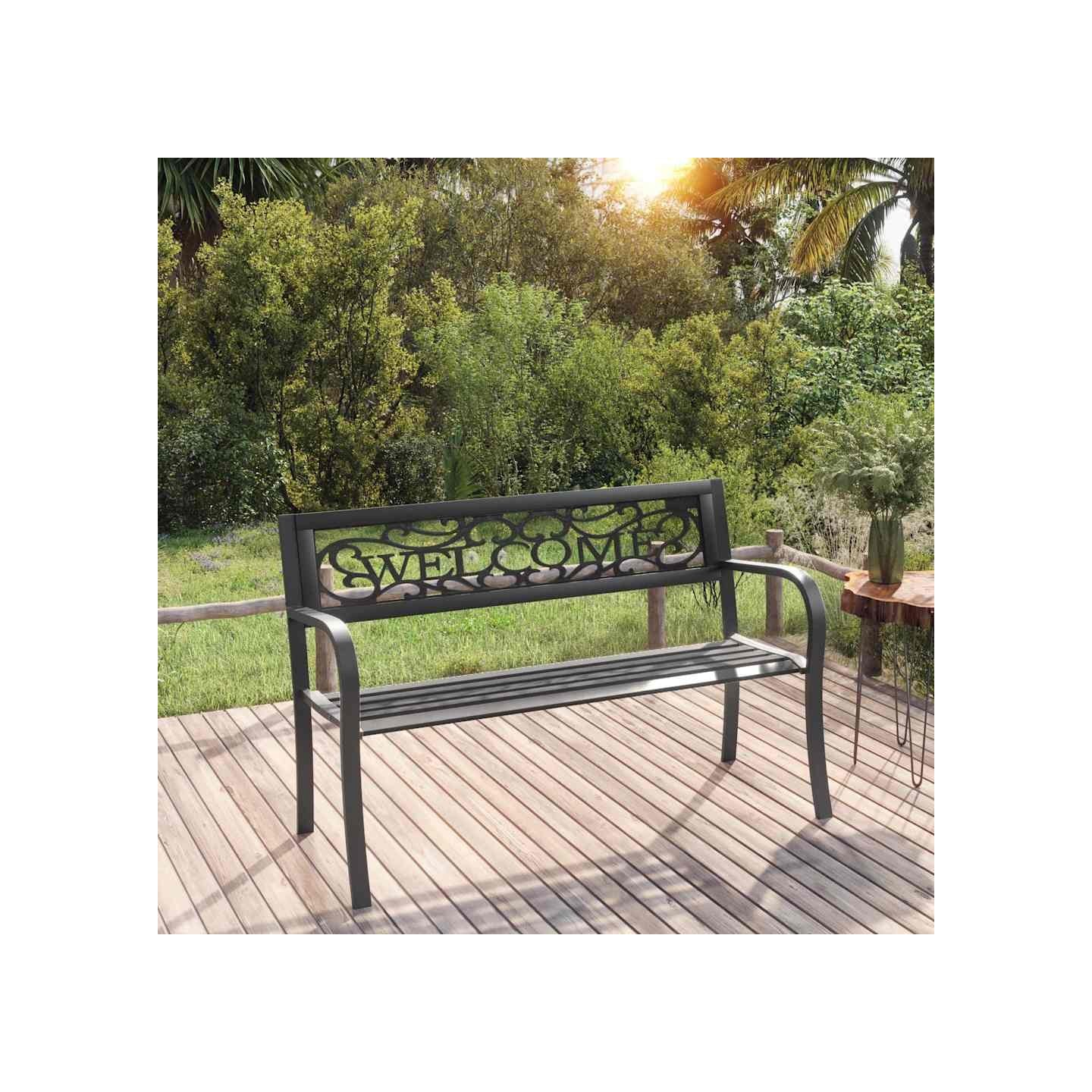 Banc de jardin 125 cm Acier Noir