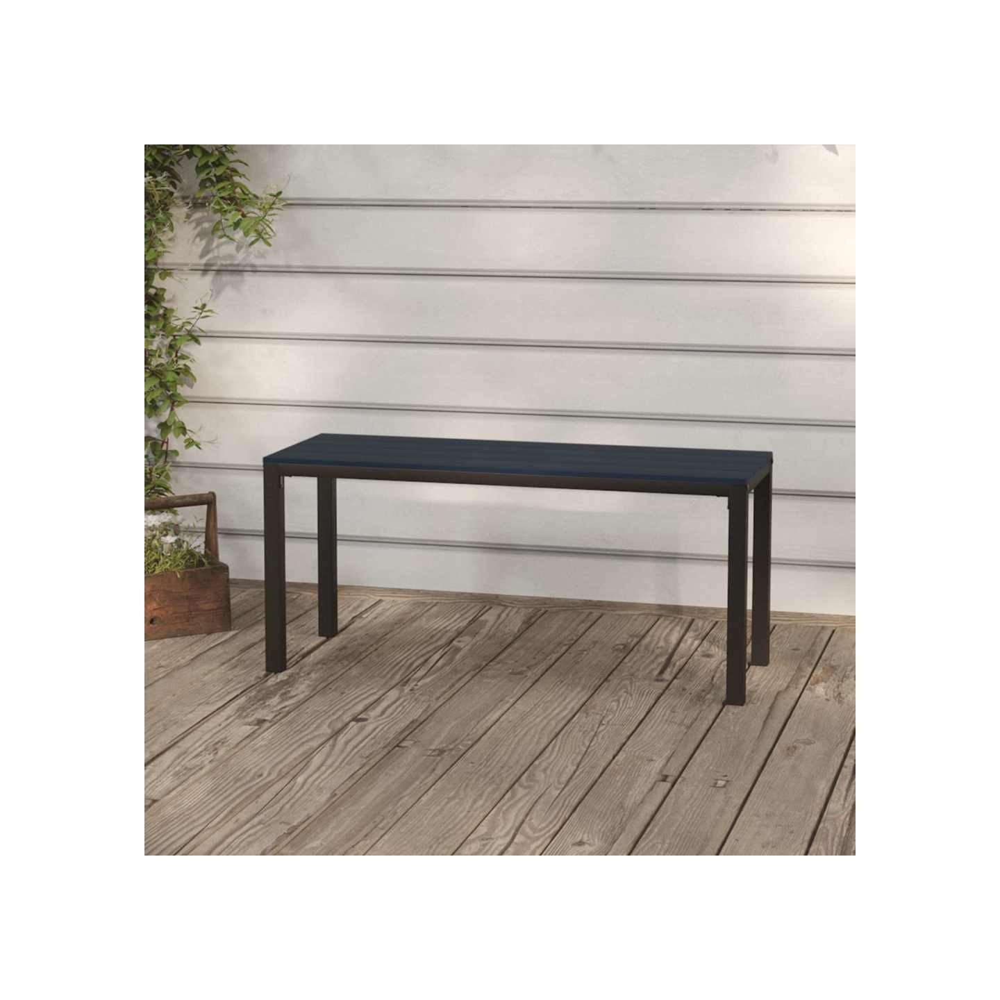 Banc de jardin 110 cm acier et WPC noir