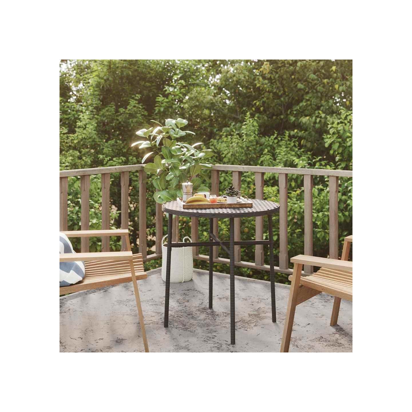 Table à thé Noir 45 cm Résine tressée