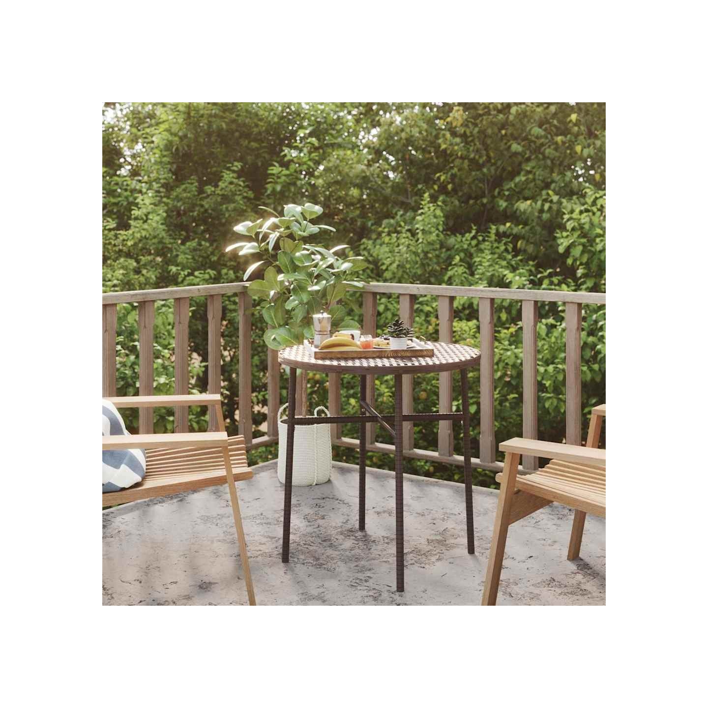 Table à thé Marron 45 cm Résine tressée