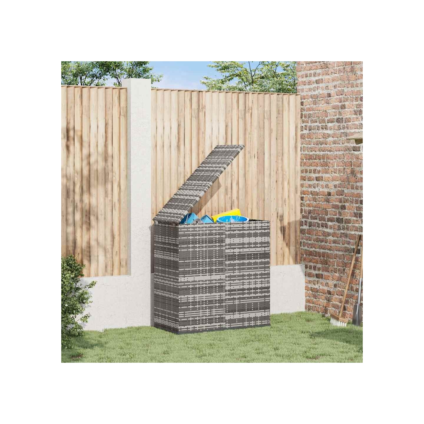 Boîte à coussins de jardin Résine tressée 100x49x103,5 cm Gris