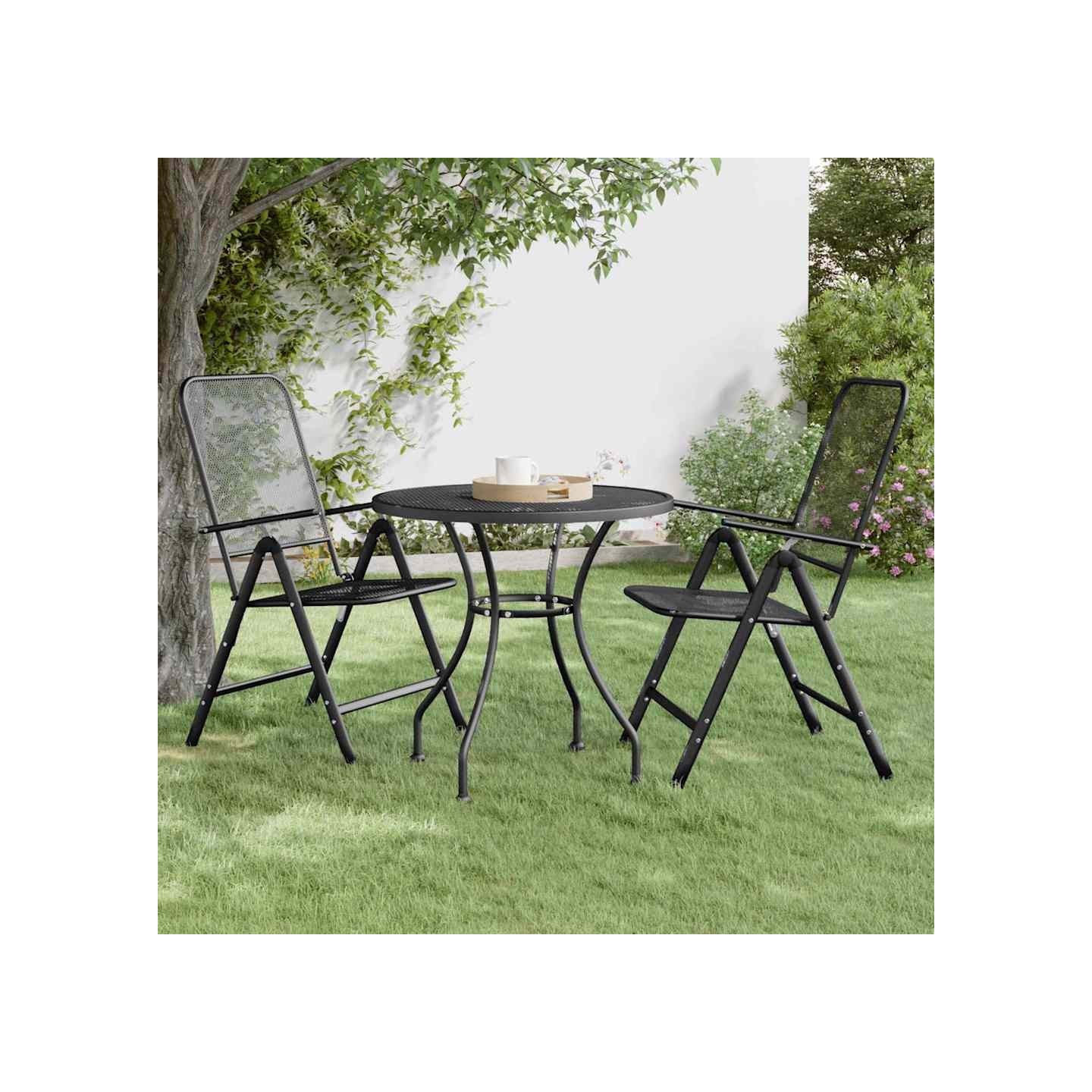 Table de jardin Ø80x72 cm Maille métallique Anthracite