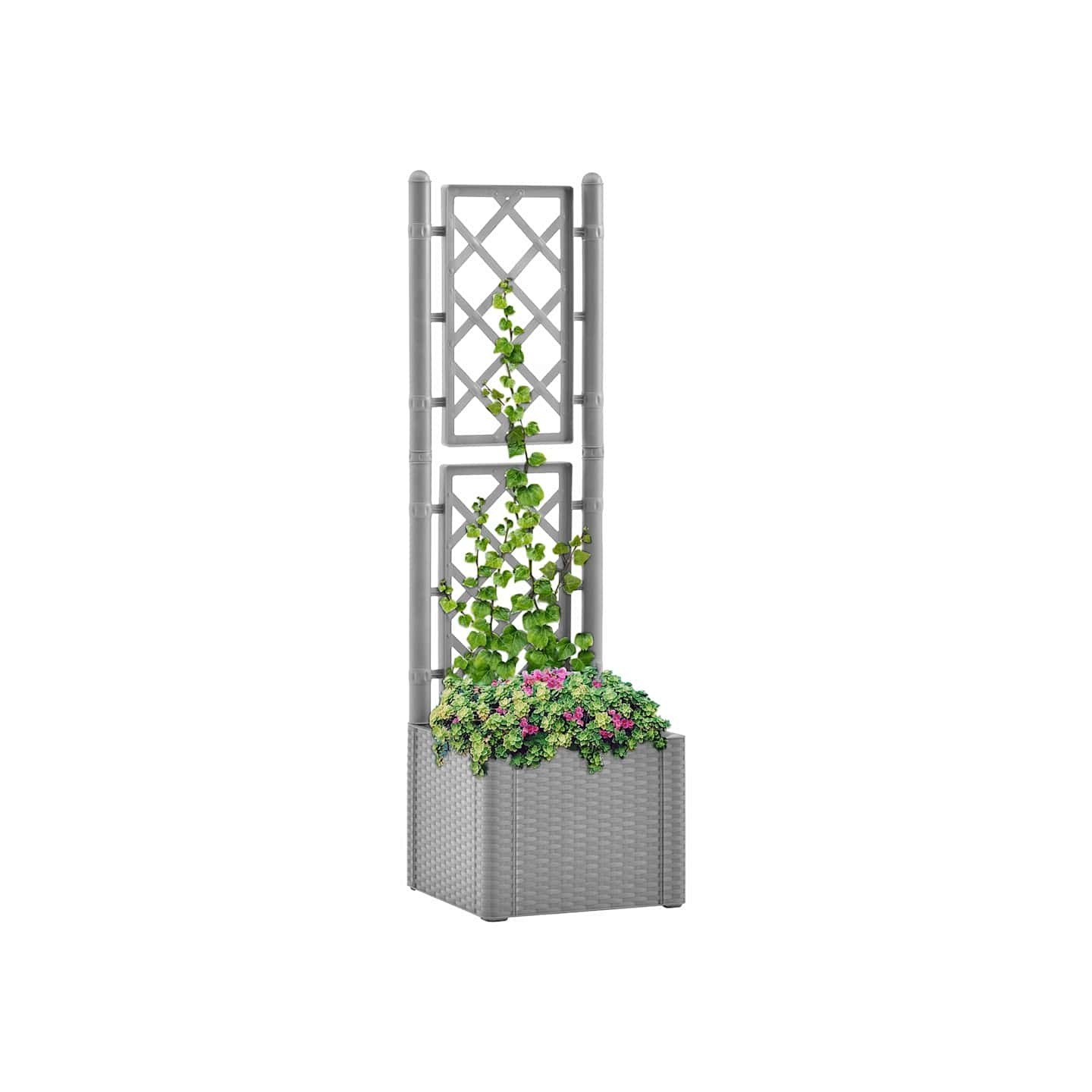 Lit surélevé de jardin et treillis et système d'arrosage Gris