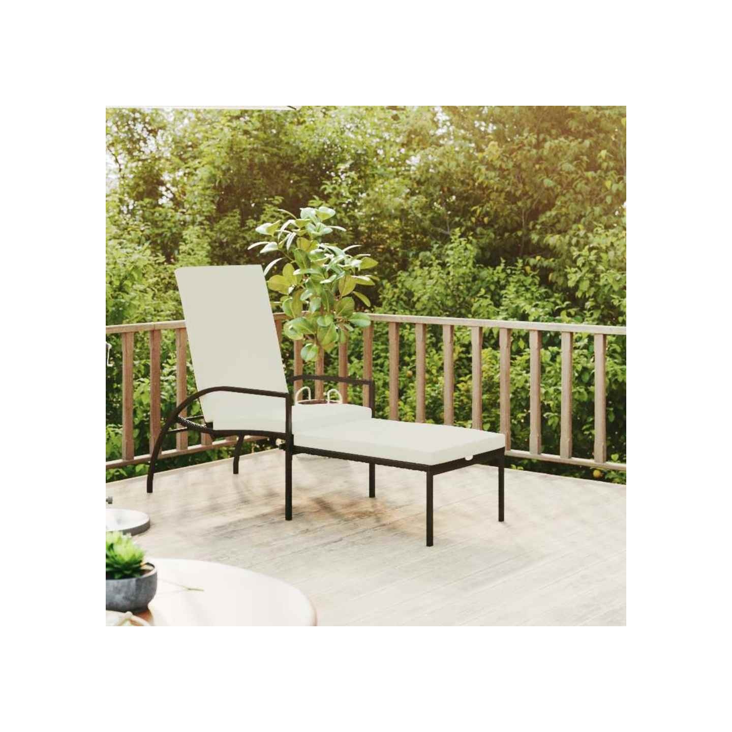Chaise longue avec repose-pied Résine tressée Marron