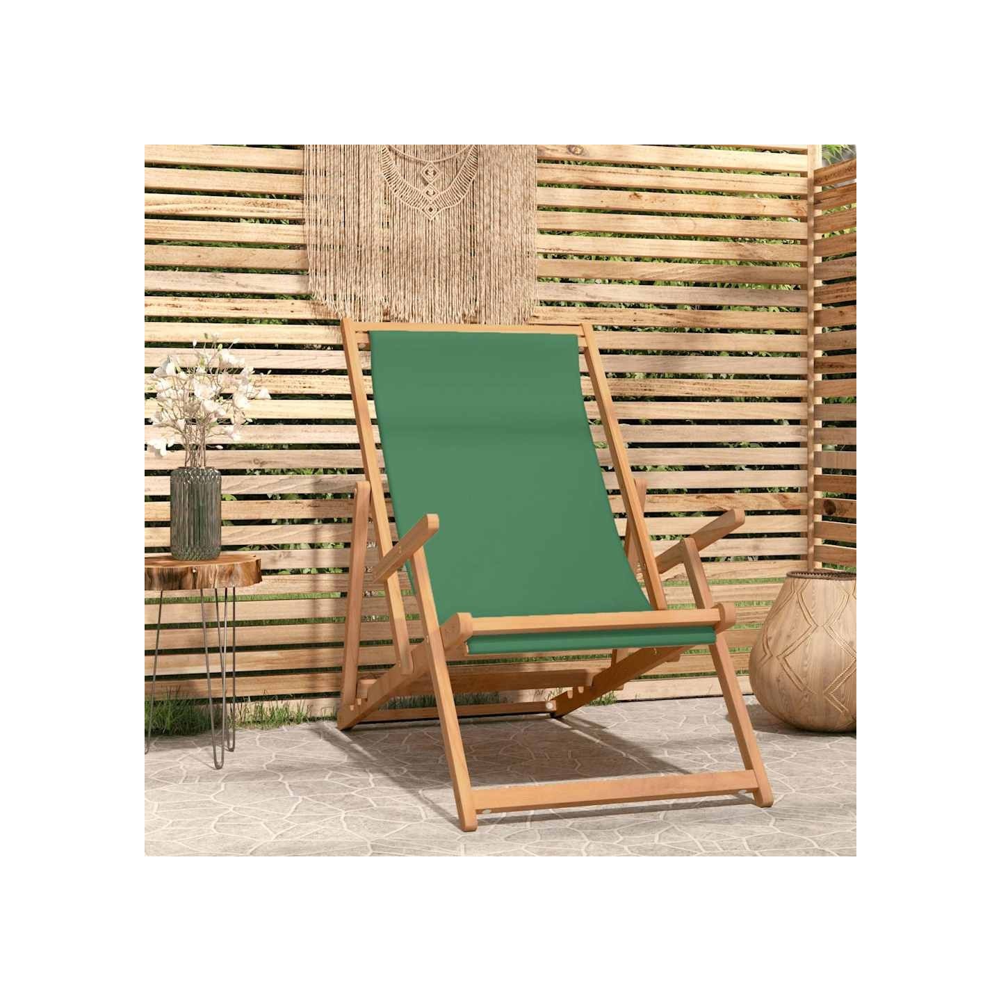 Chaise pliante en bois massif de teck vert
