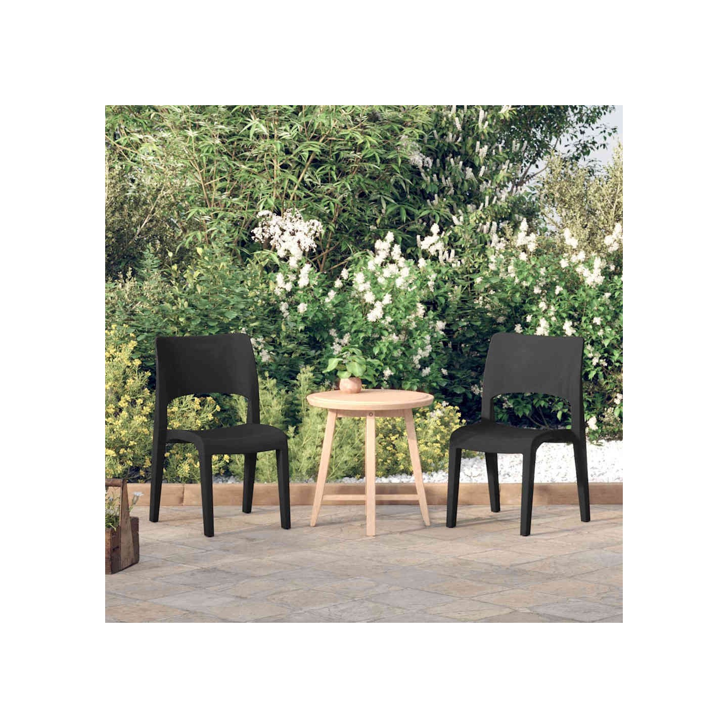 Chaises de jardin lot de 2 Polypropylène Anthracite