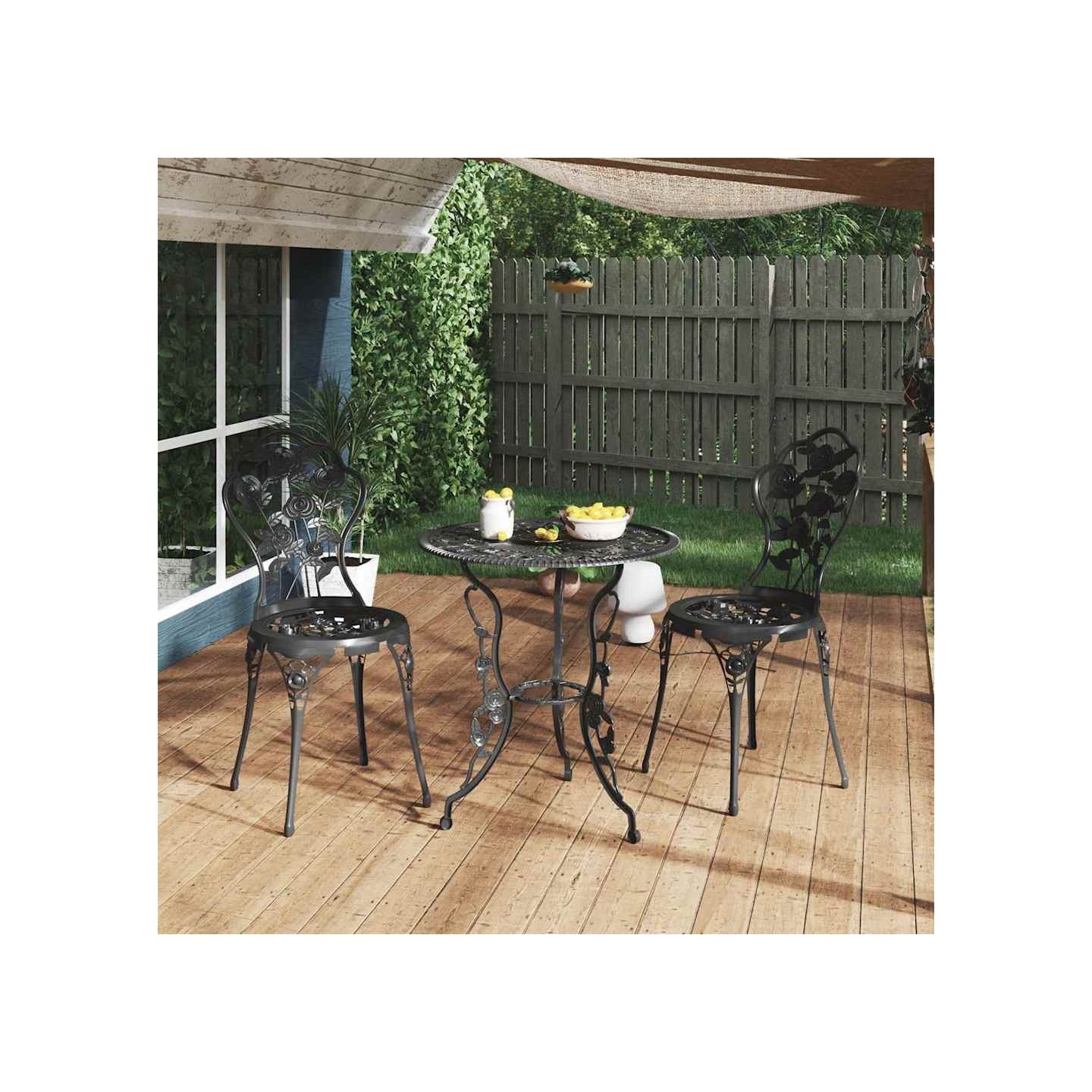 Ensemble de bistro 3 pcs Aluminium coulé Noir