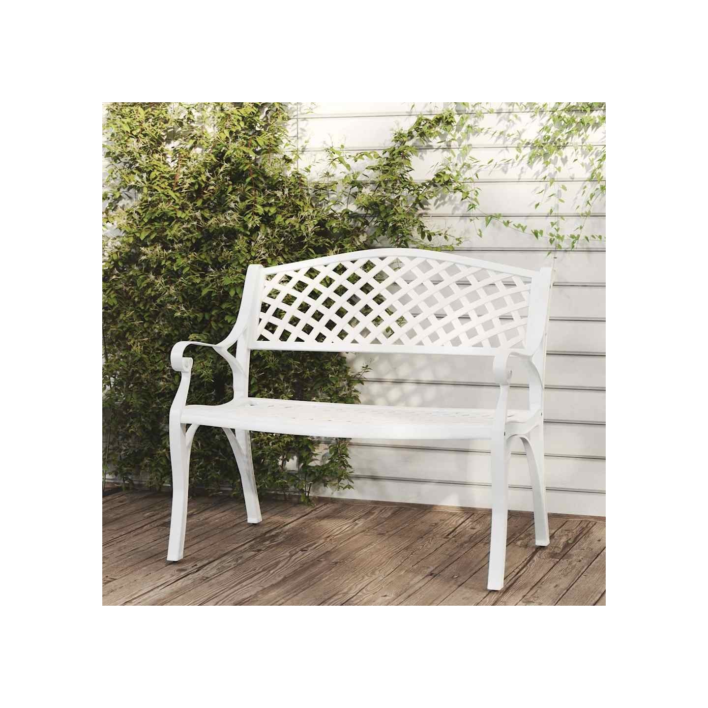 Banc de jardin 102 cm aluminium coulé blanc