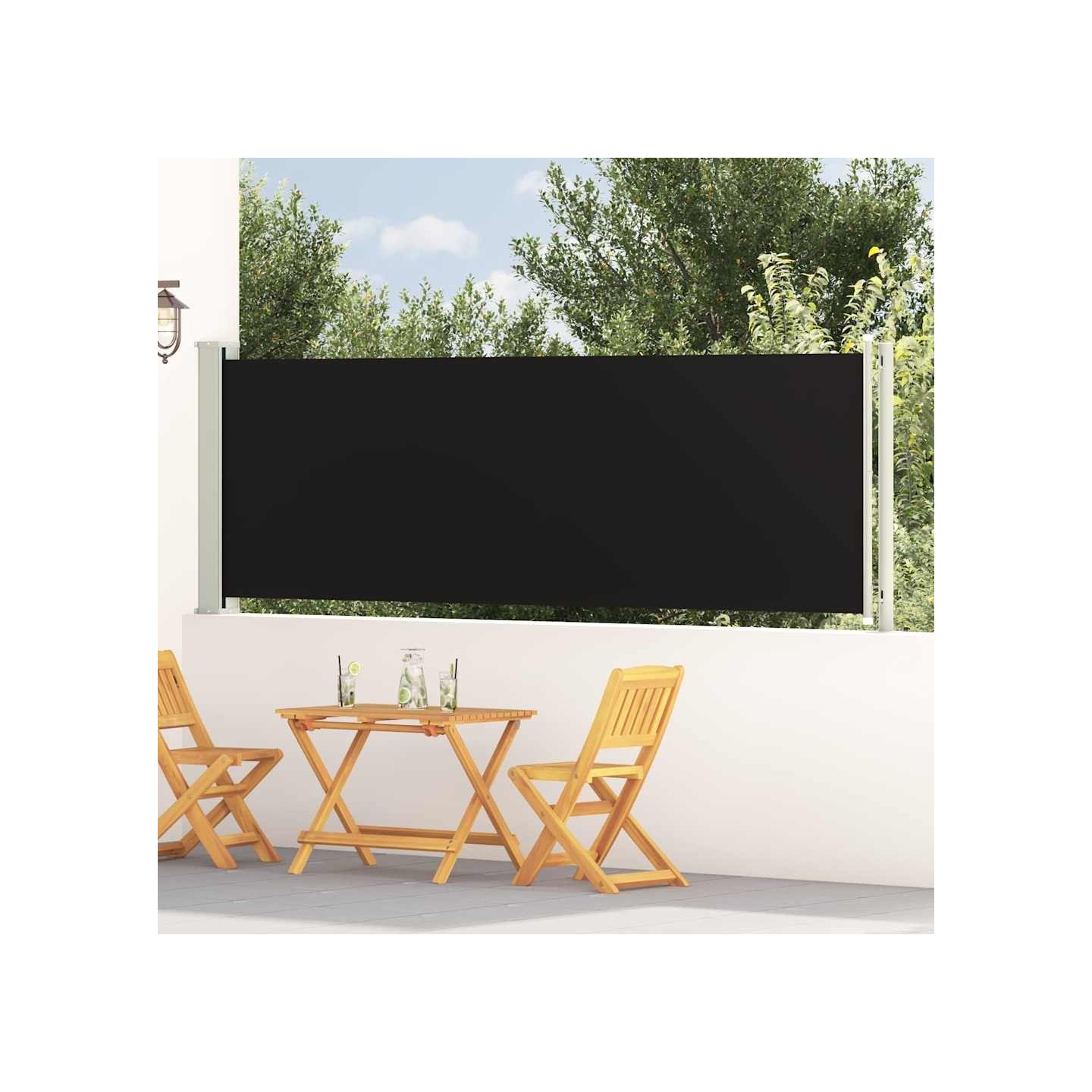 Auvent latéral rétractable de patio 117x614 cm Noir