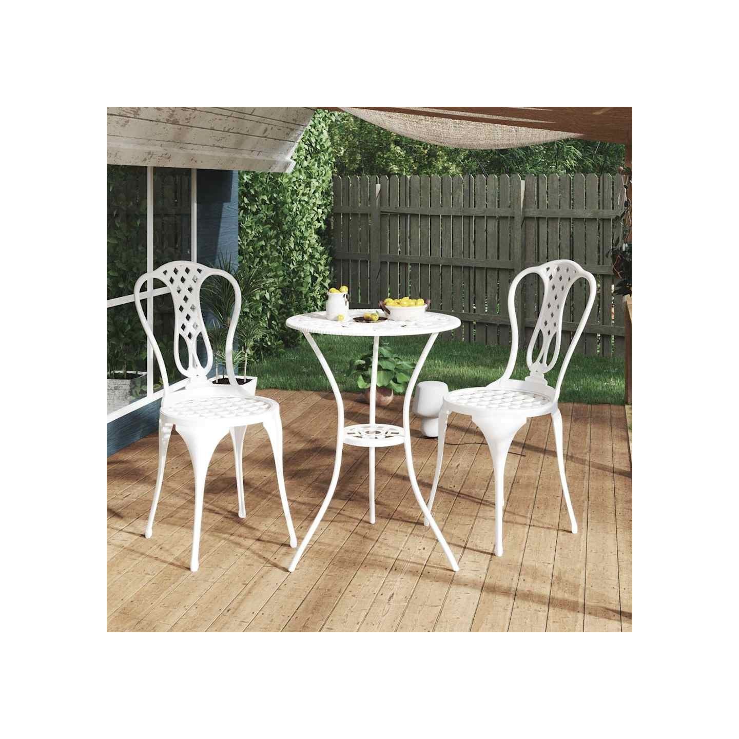 Ensemble de bistro 3 pcs Aluminium coulé Blanc