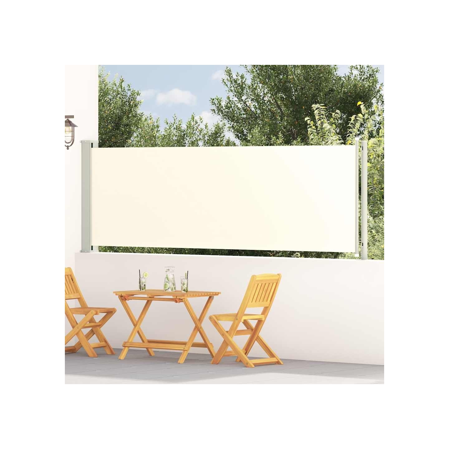 Auvent latéral rétractable de patio 117x614 cm Crème