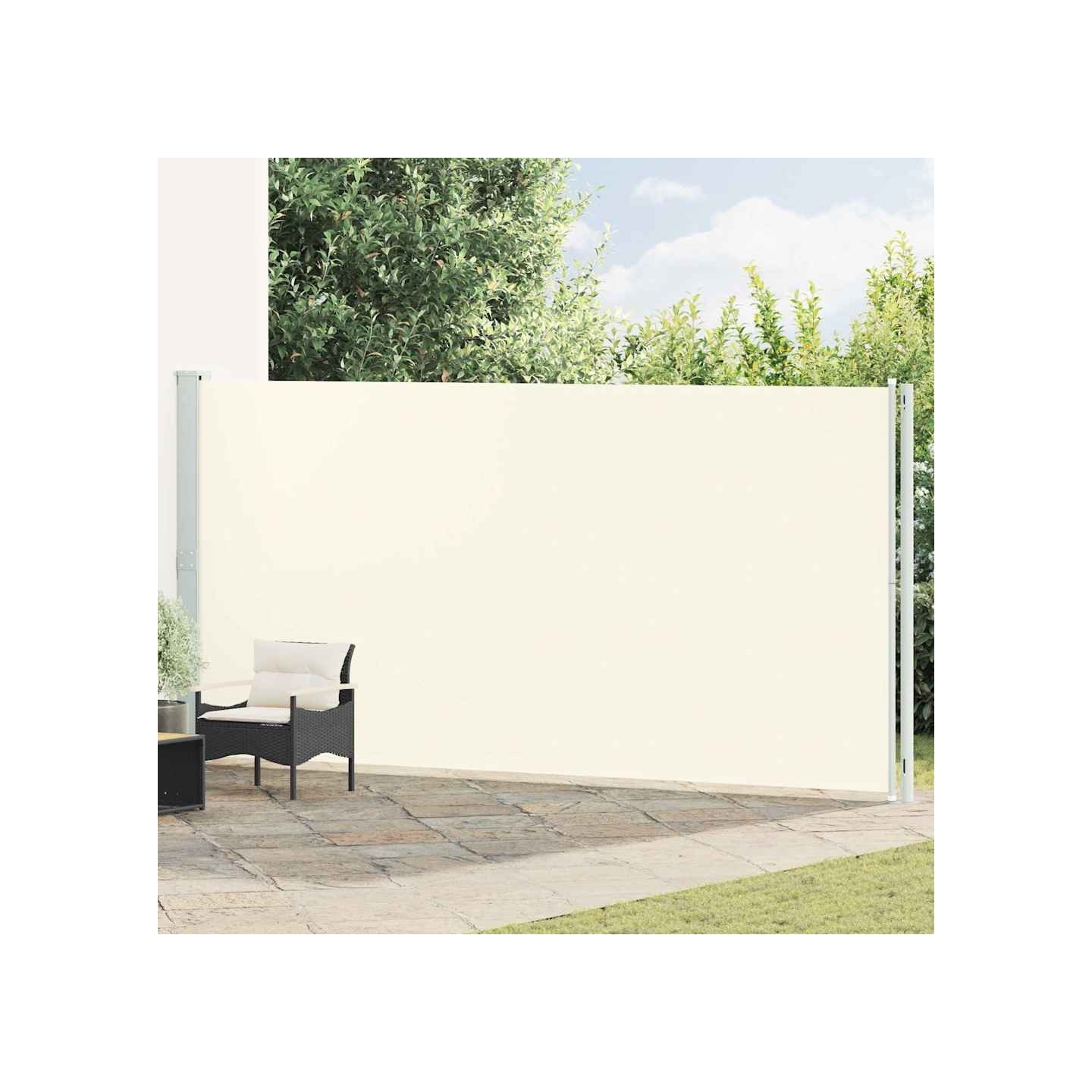 Auvent latéral rétractable de patio 200x614 cm Crème