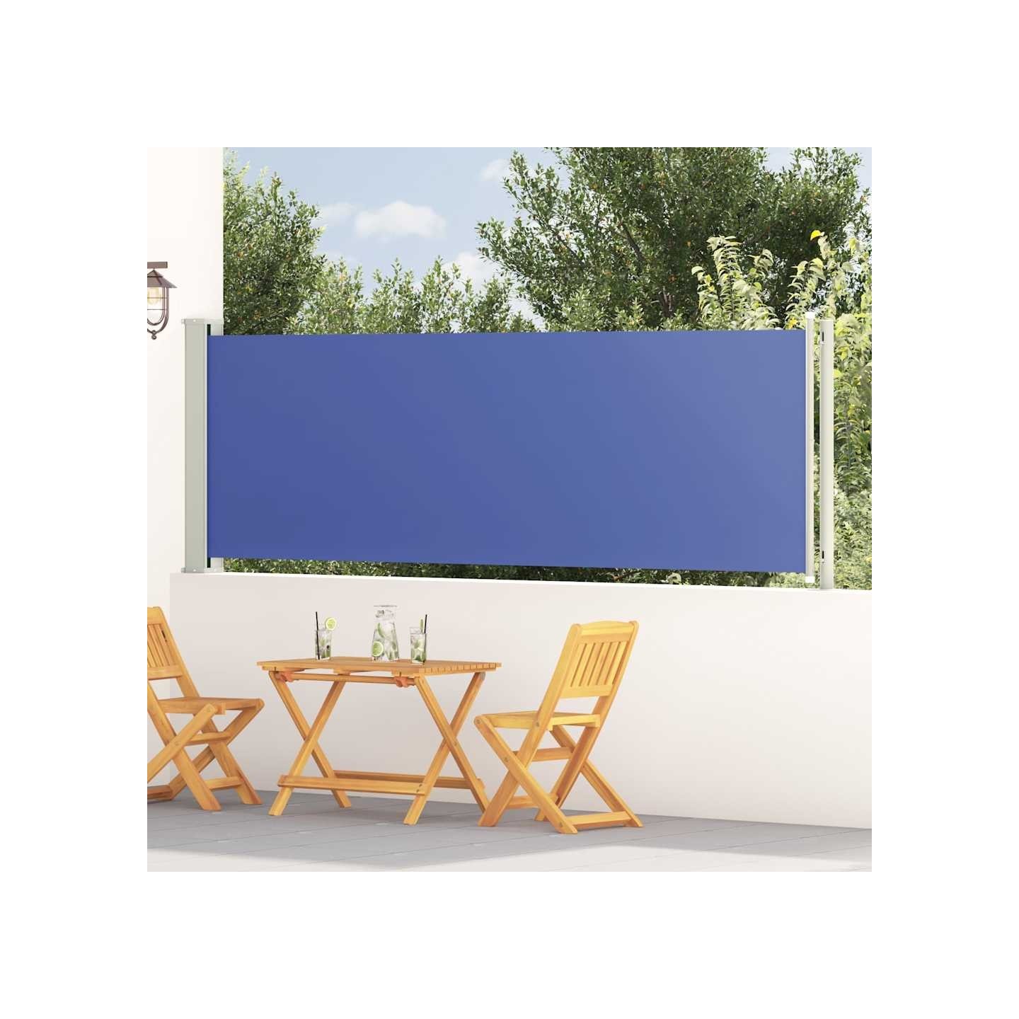 Auvent latéral rétractable de patio 117x614 cm Bleu