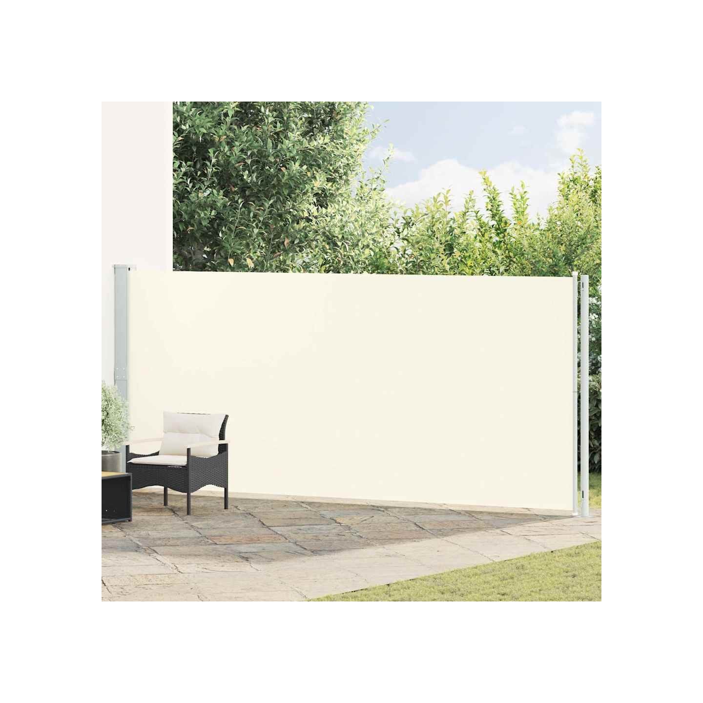 Auvent latéral rétractable de patio 180x614 cm Crème