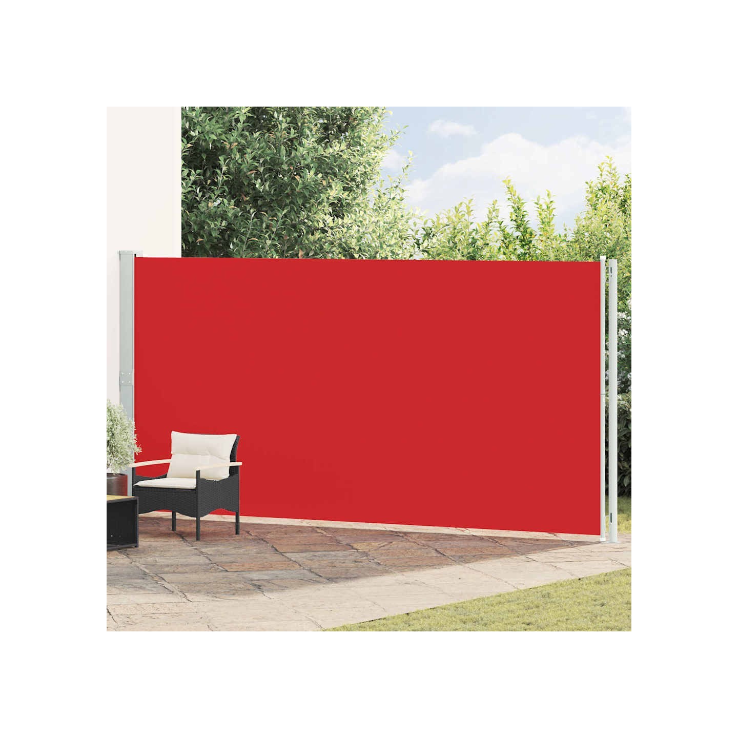 Auvent latéral rétractable de patio 200x600 cm Rouge
