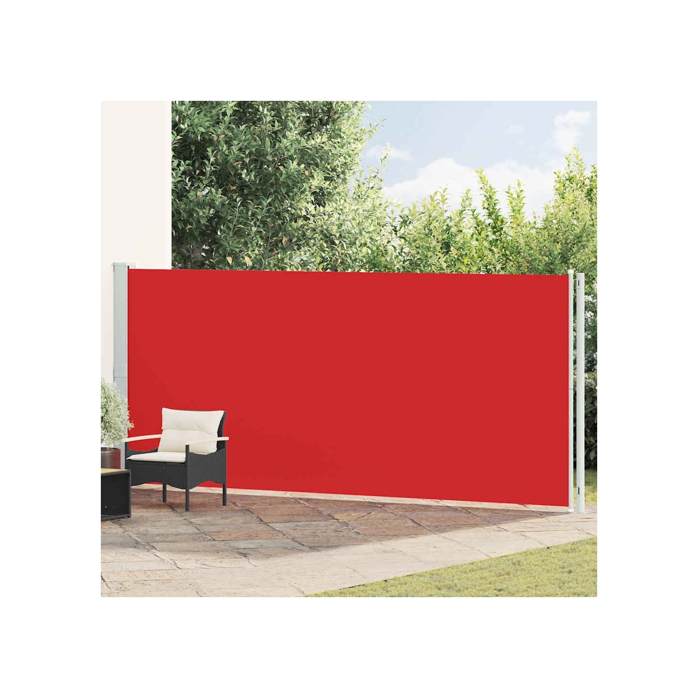 Auvent latéral rétractable de patio 180x600 cm Rouge