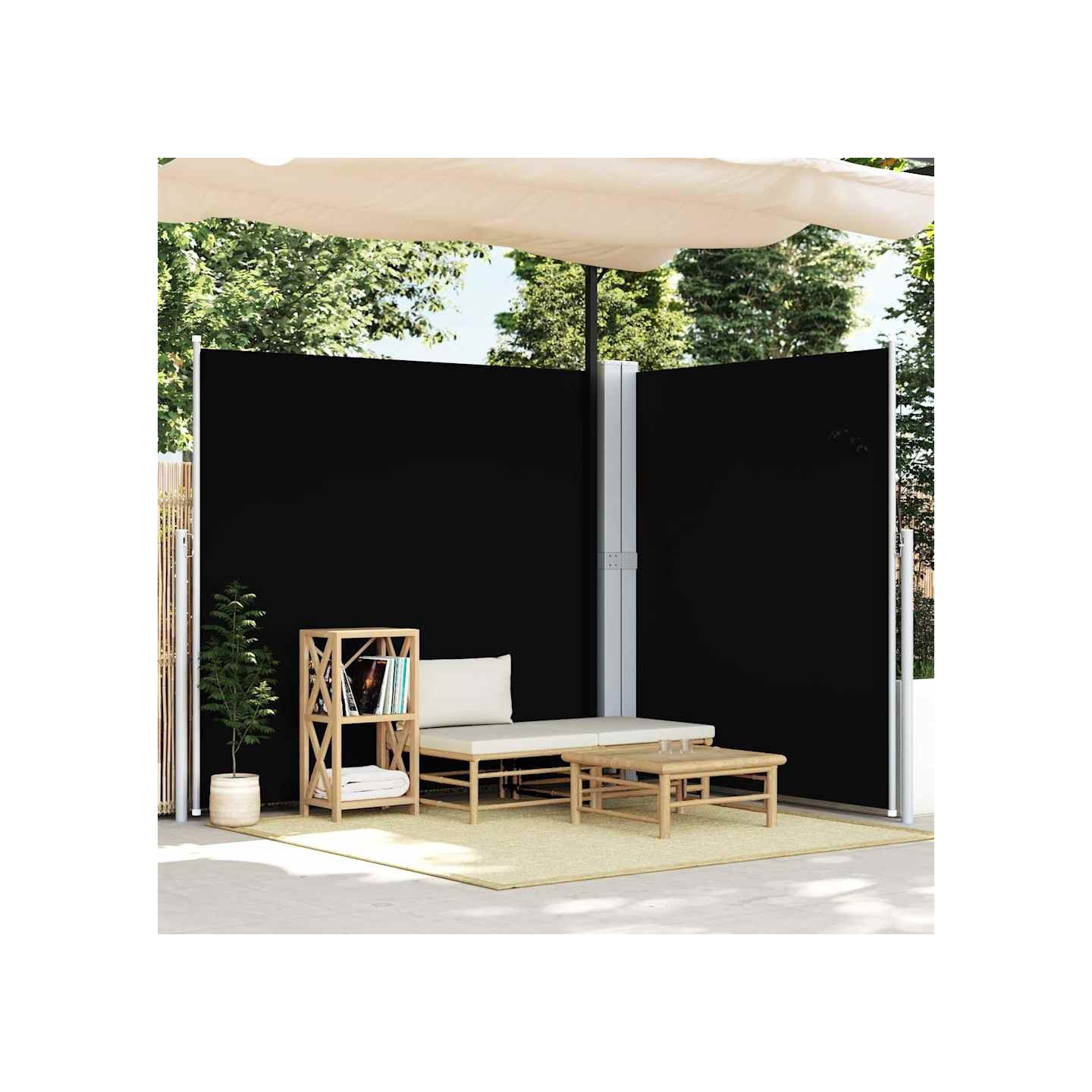 Auvent latéral rétractable Noir 200x600 cm