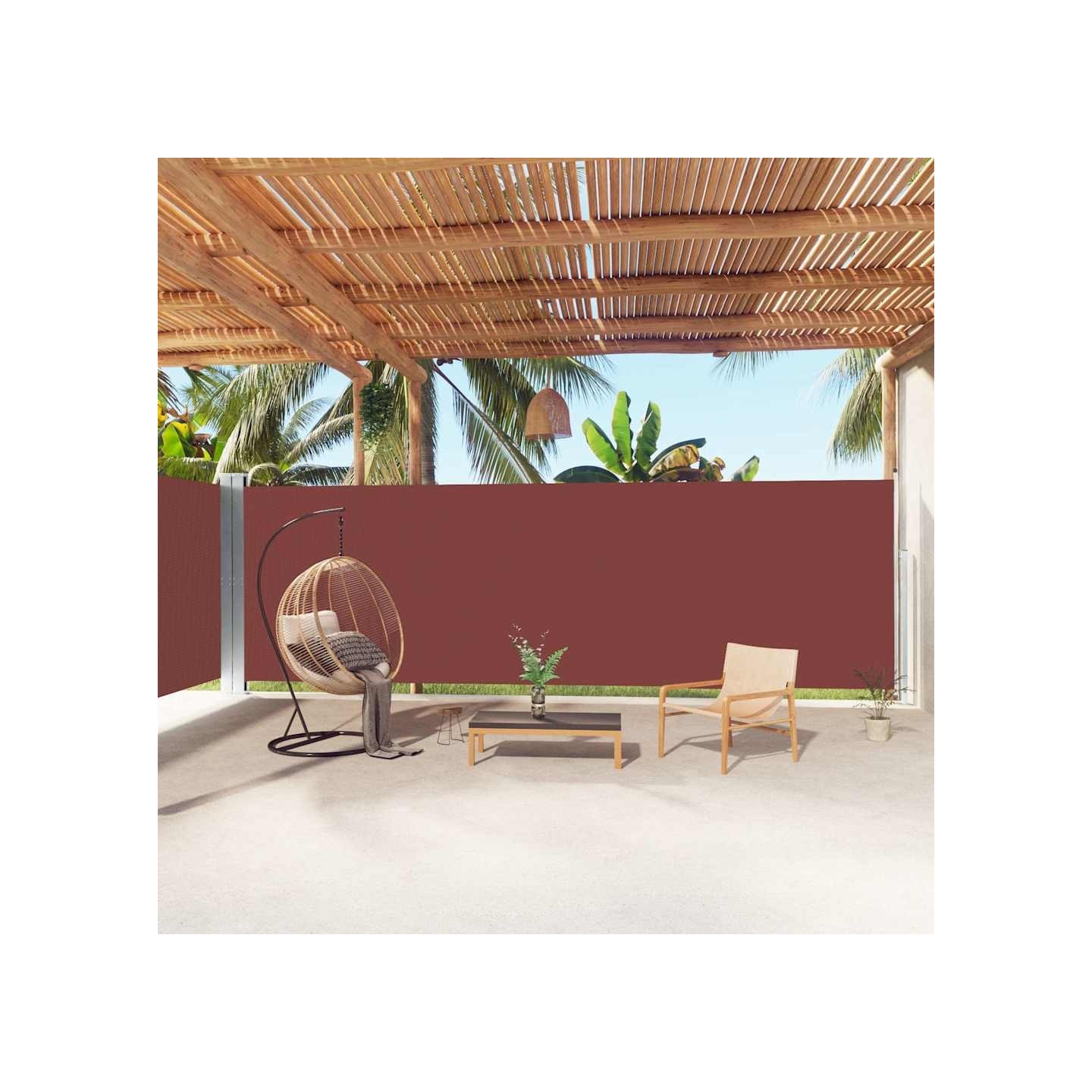 Auvent latéral rétractable Marron 200x1000 cm