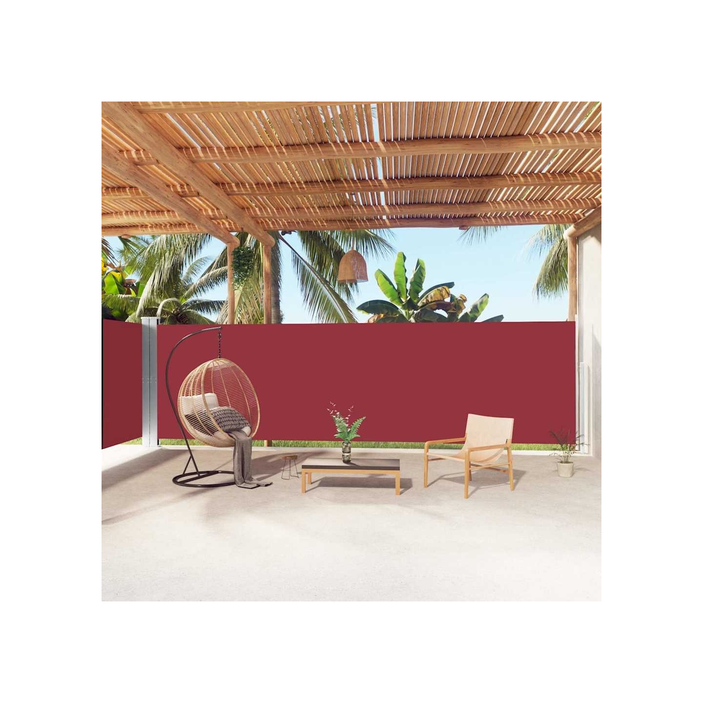Auvent latéral rétractable Rouge 180x1000 cm