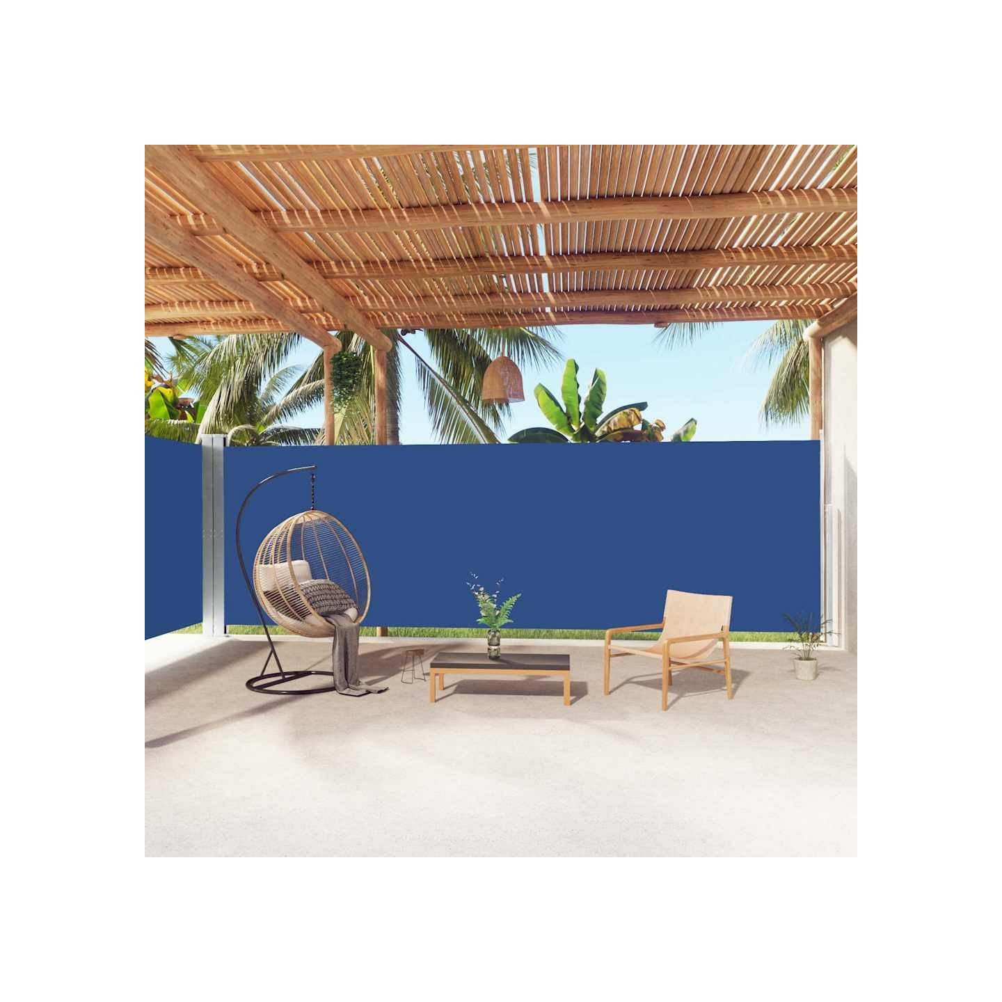 Auvent latéral rétractable Bleu 200x1000 cm