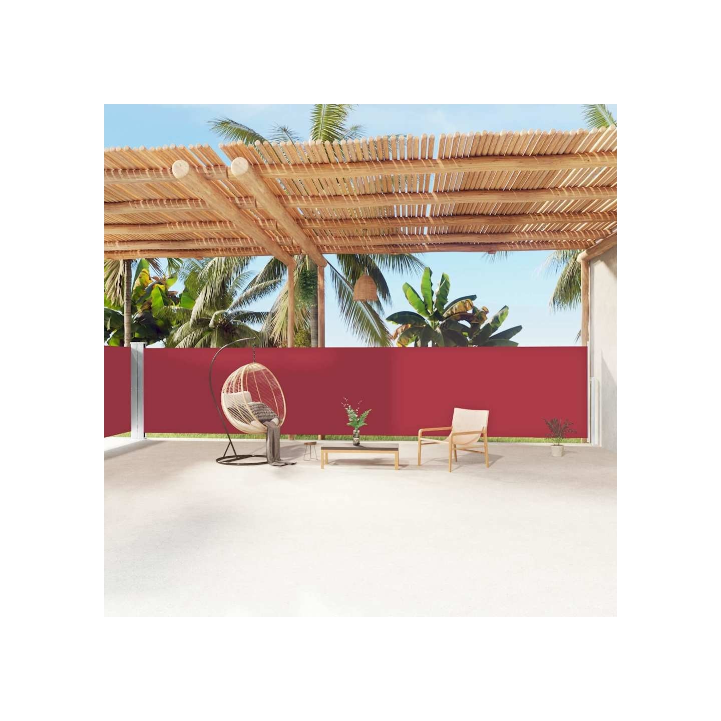 Auvent latéral rétractable Rouge 160x1200 cm