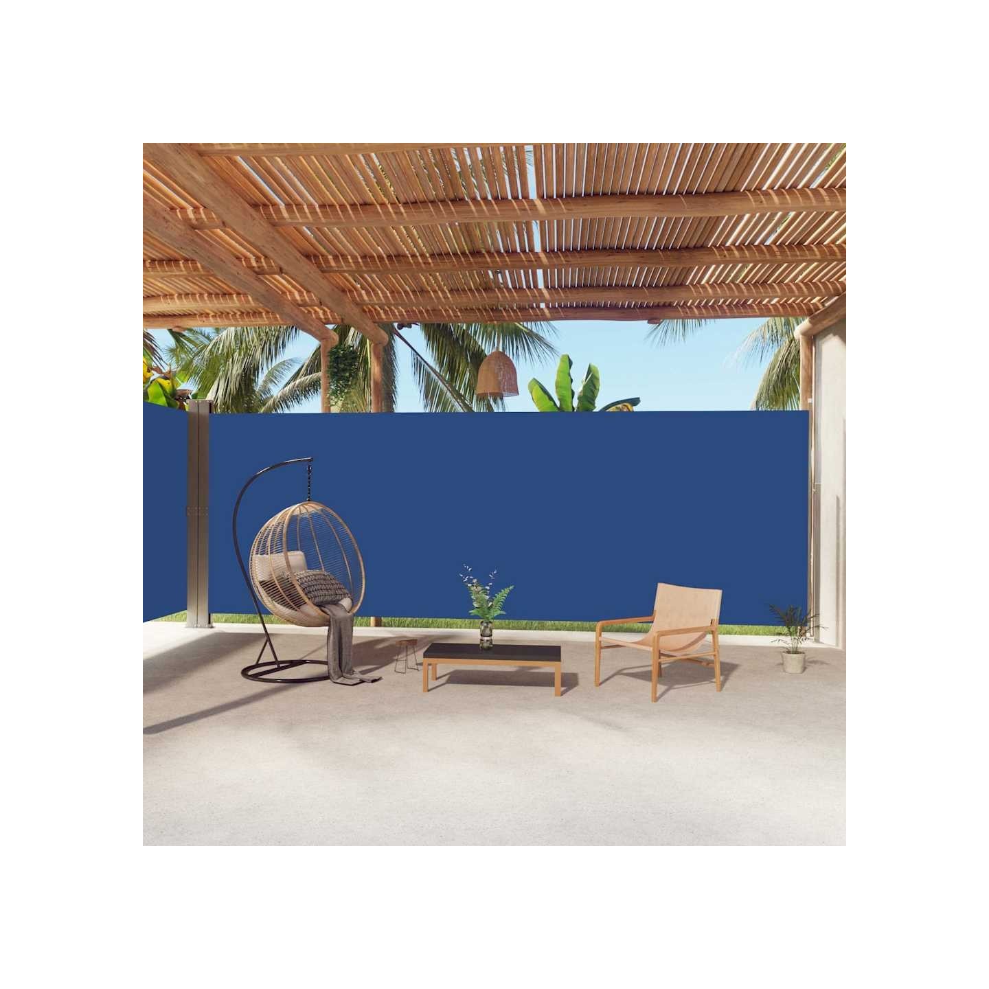 Auvent latéral rétractable Bleu 220x1000 cm