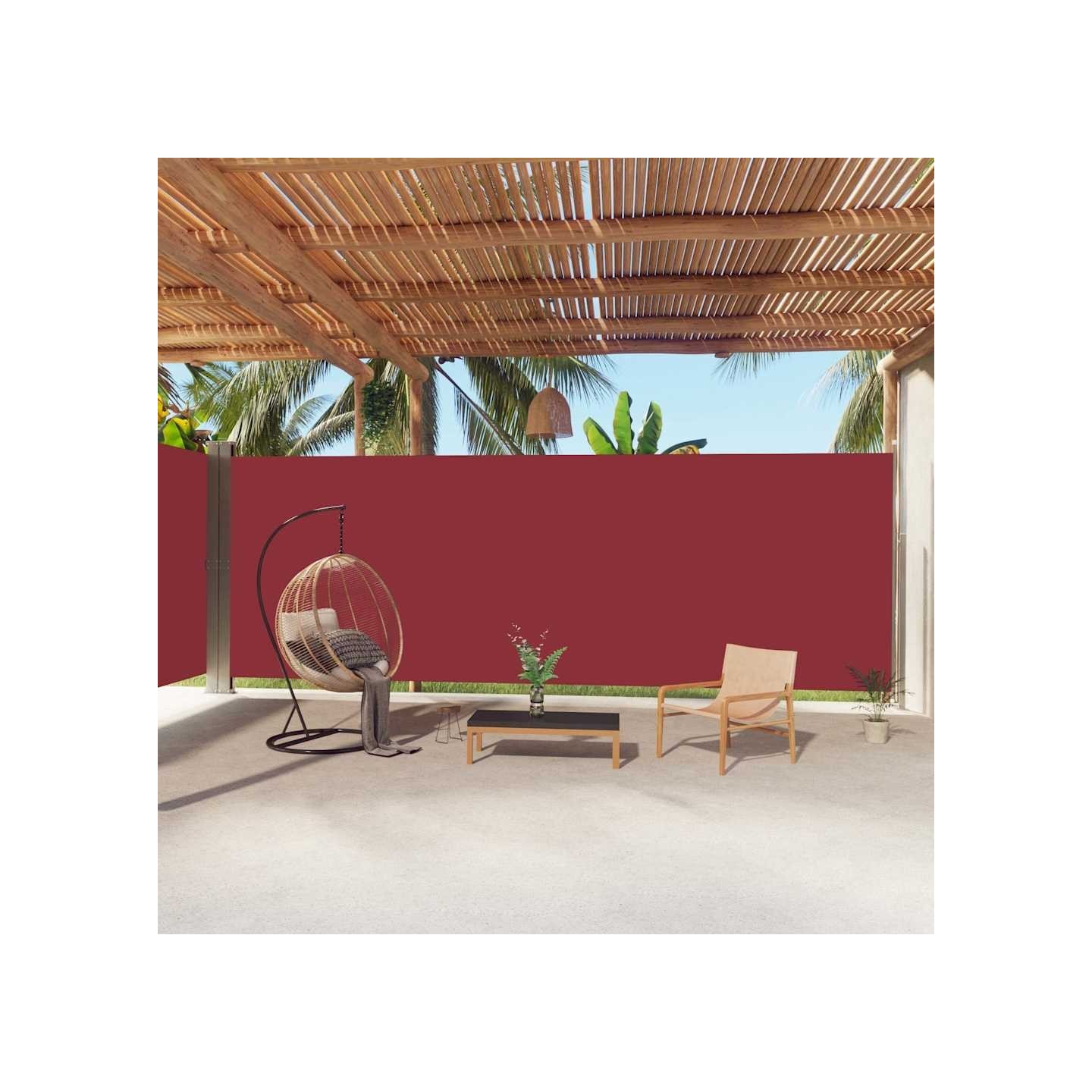 Auvent latéral rétractable Rouge 220x1000 cm