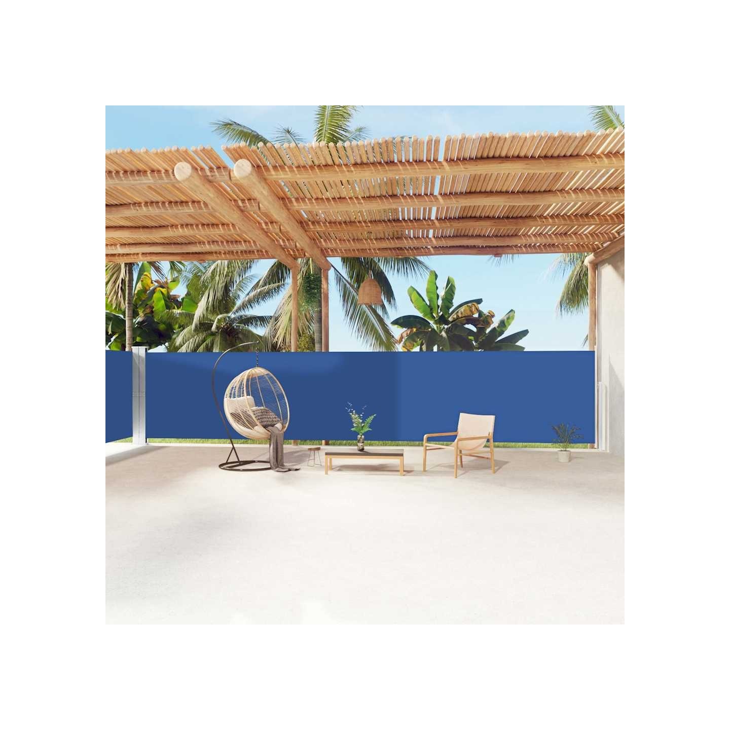Auvent latéral rétractable Bleu 160x1200 cm