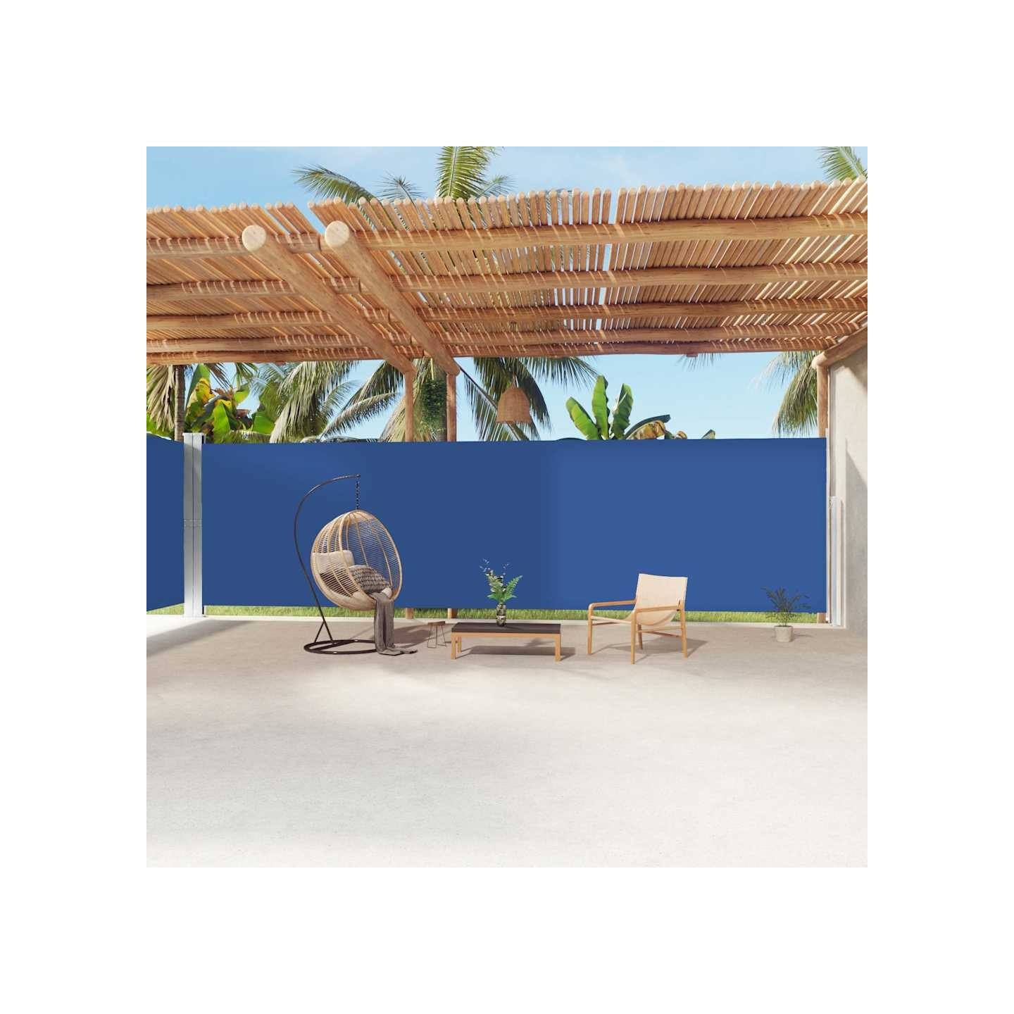 Auvent latéral rétractable Bleu 220x1200 cm