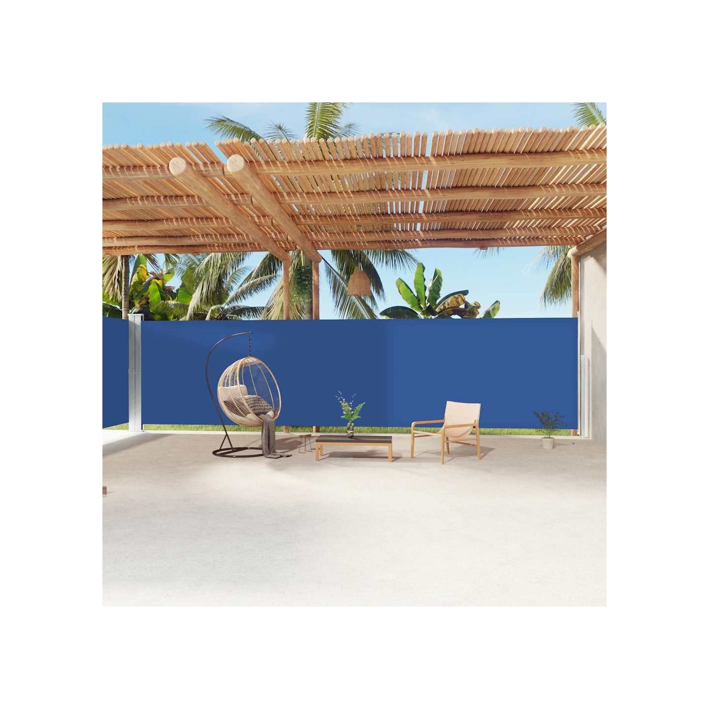 Auvent latéral rétractable Bleu 200x1200 cm