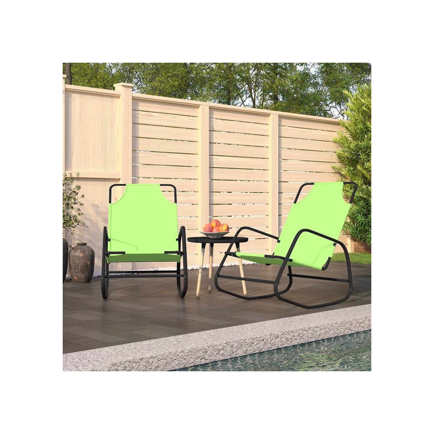 Chaises longues à bascule lot de 2 vert acier et textilène