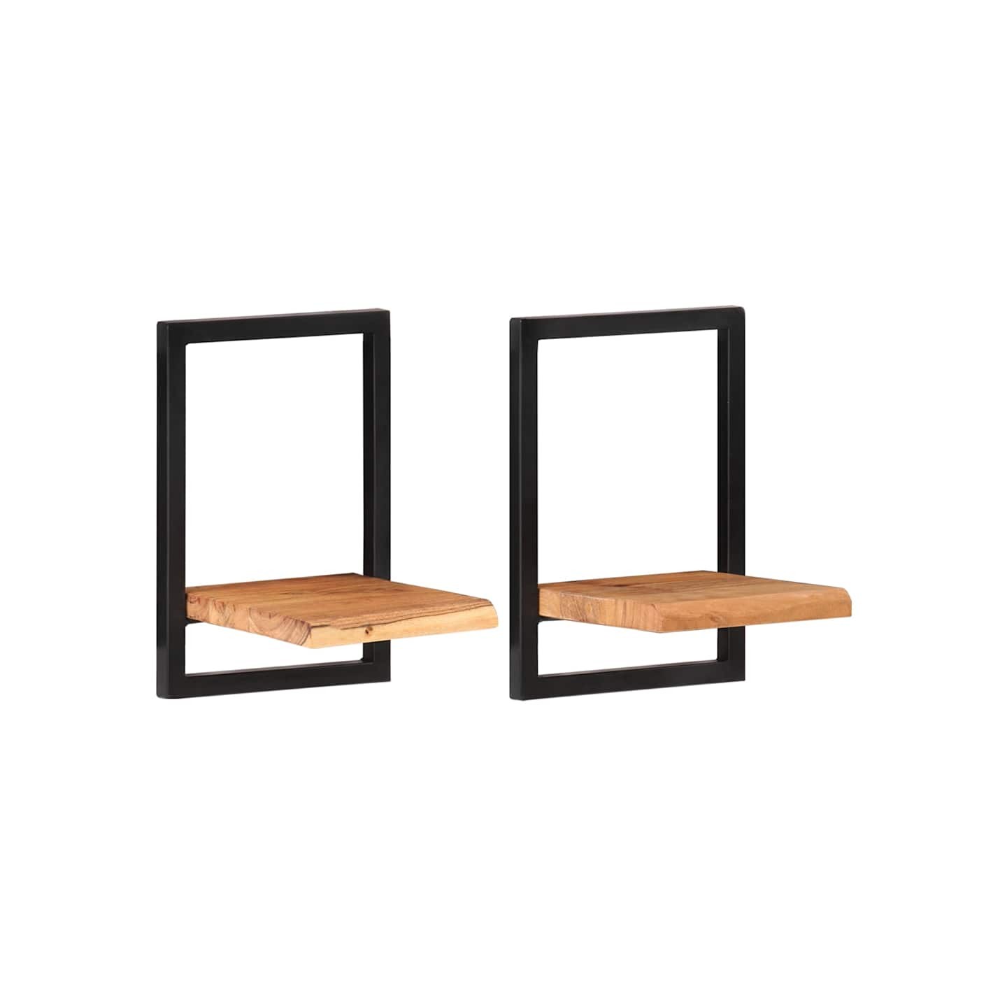 Étagères murales 2 pcs 25x25x35 cm Bois d'acacia et acier