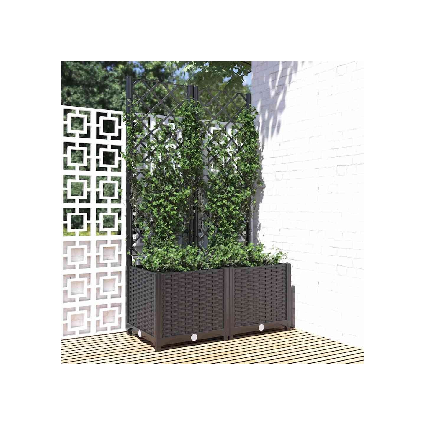 Jardinière avec treillis Noir 80x40x136 cm PP