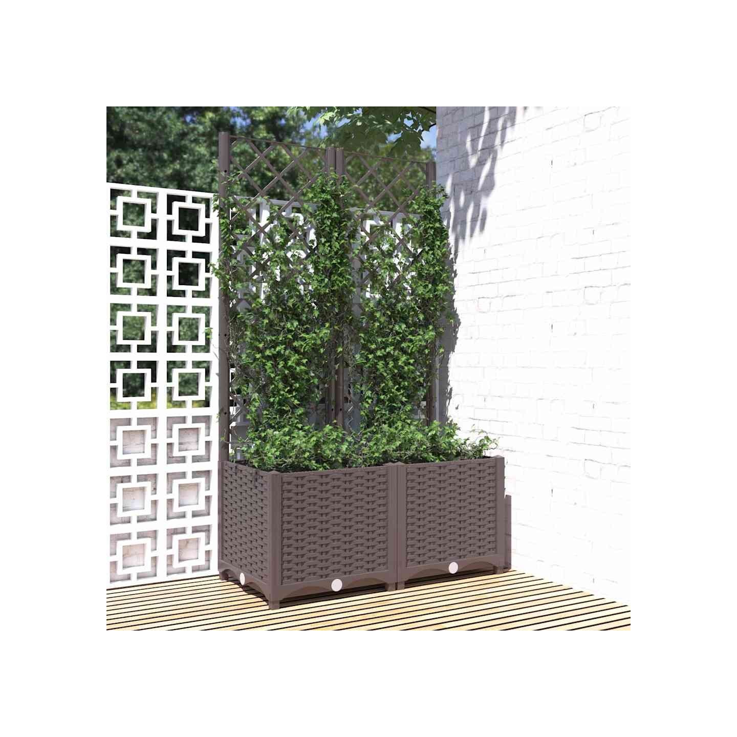 Jardinière avec treillis Marron 80x40x136 cm PP