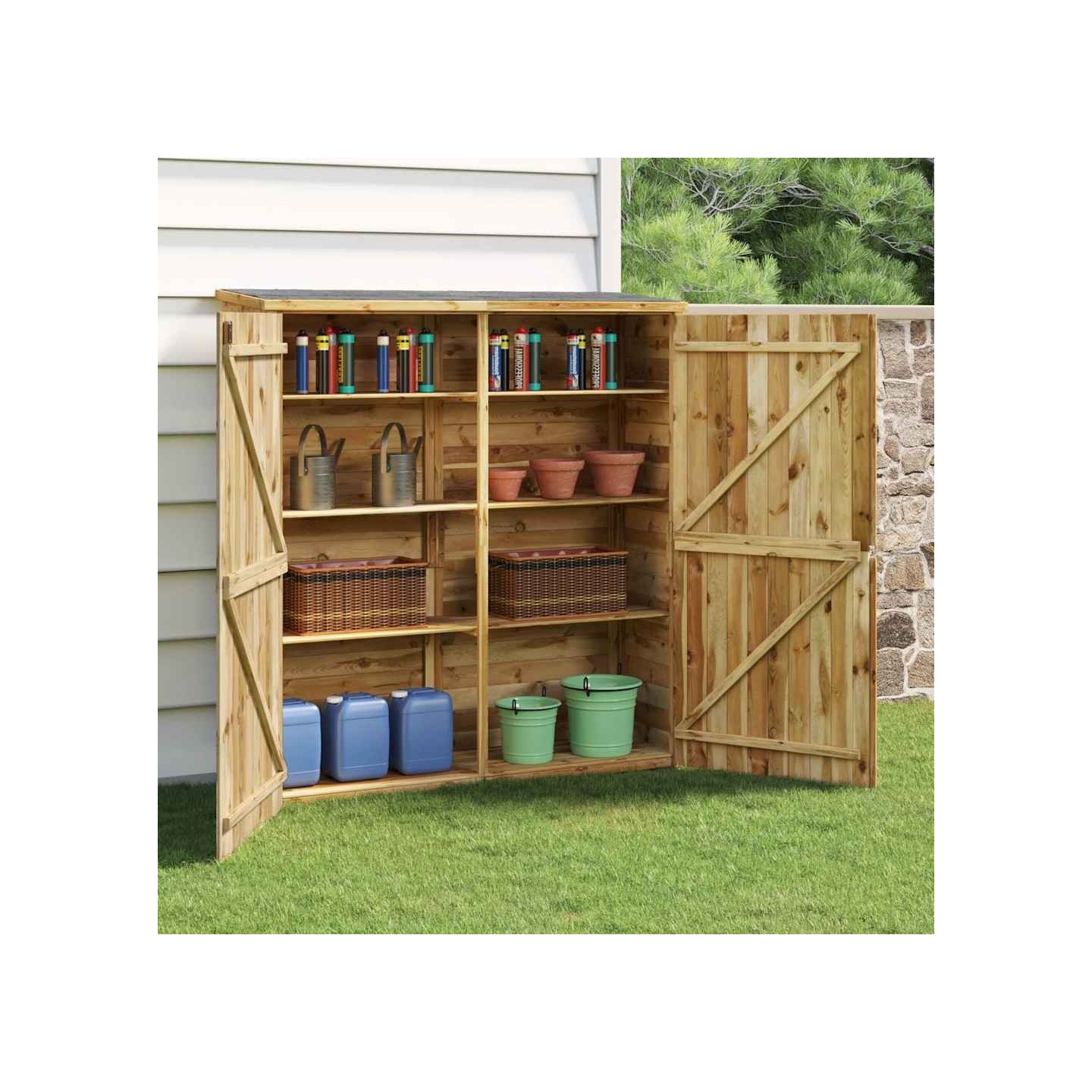 Abri à outils de jardin 163x50x171 cm Bois de pin solide