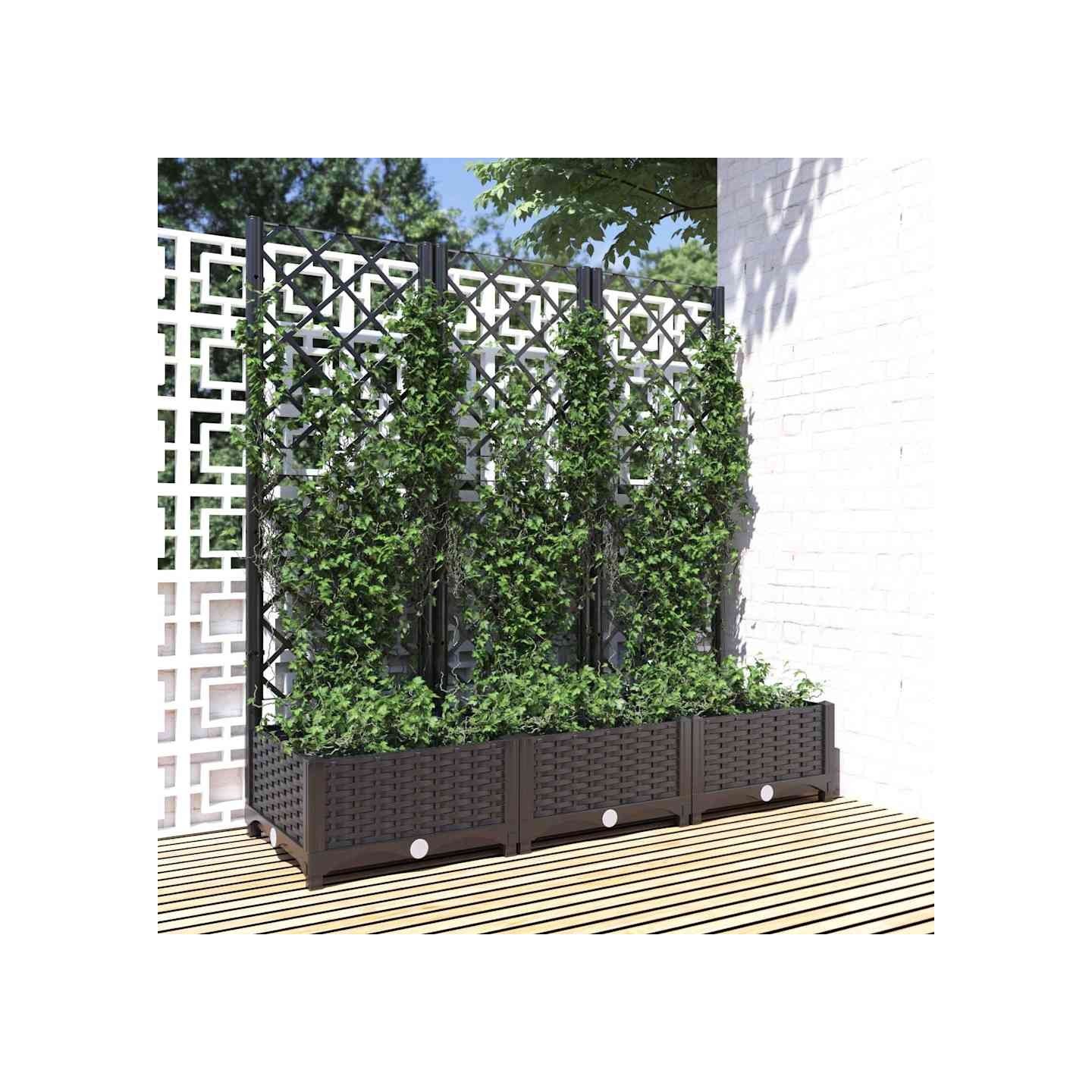 Jardinière avec treillis Noir 120 x 40 x 121,5 cm PP