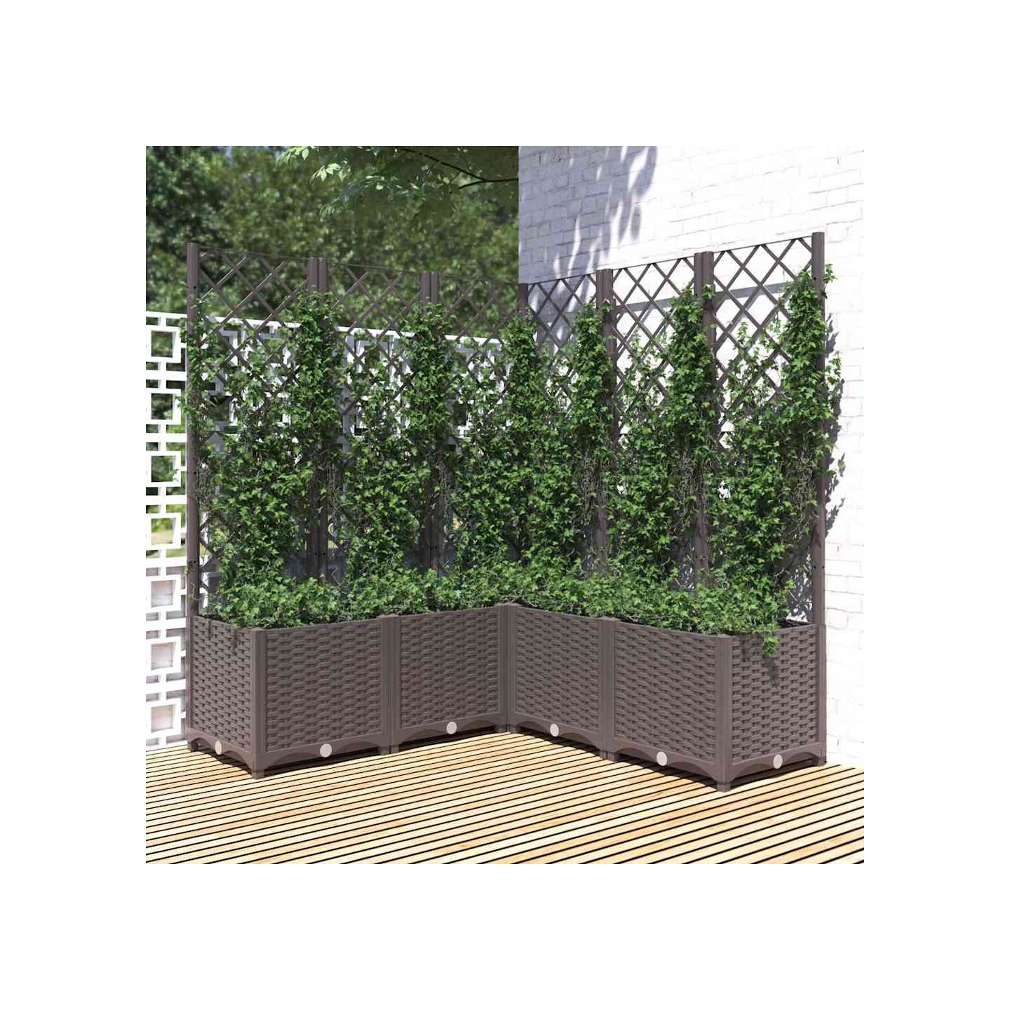 Jardinière avec treillis Marron 120x120x136 cm PP