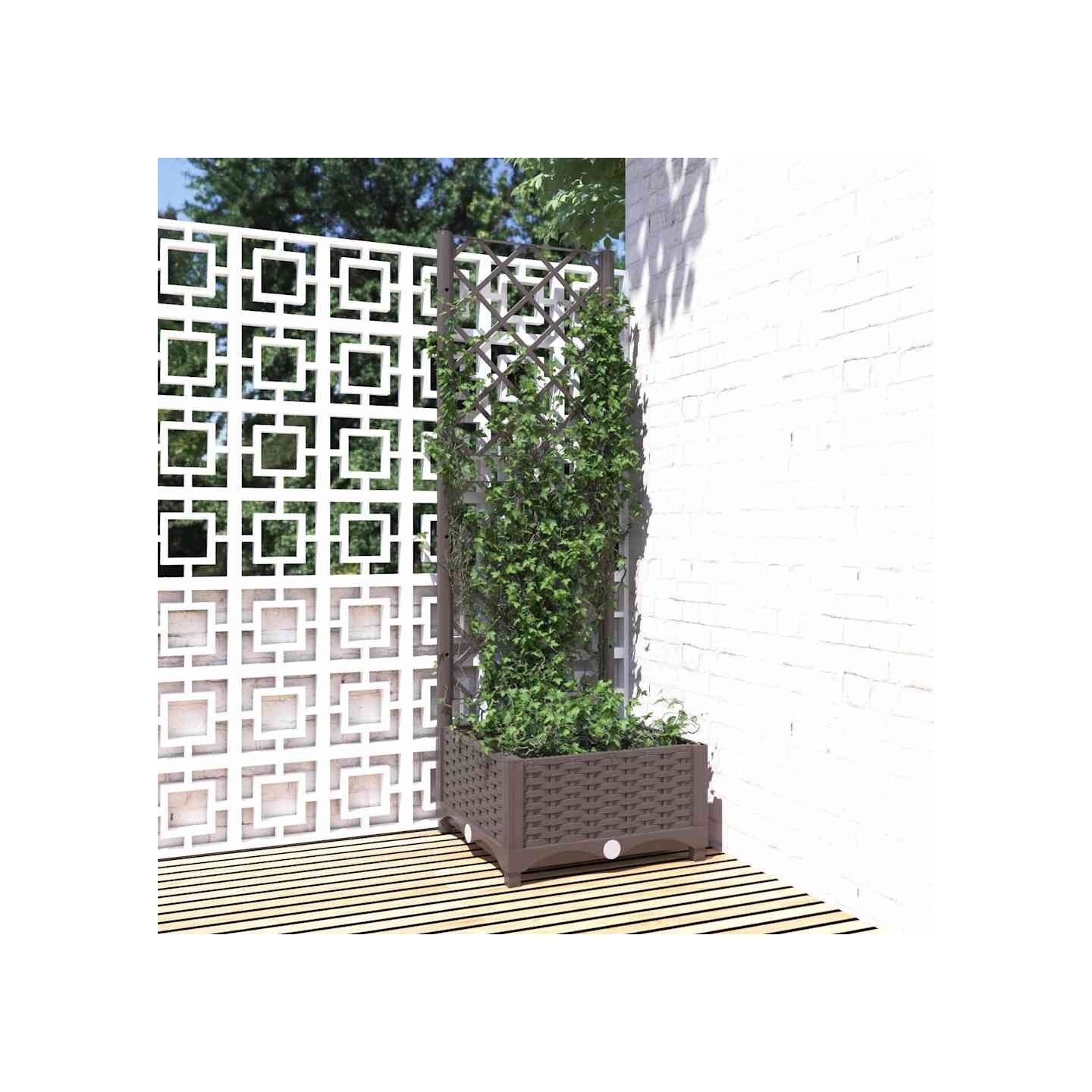 Jardinière avec treillis Marron 40x40x121,5 cm PP