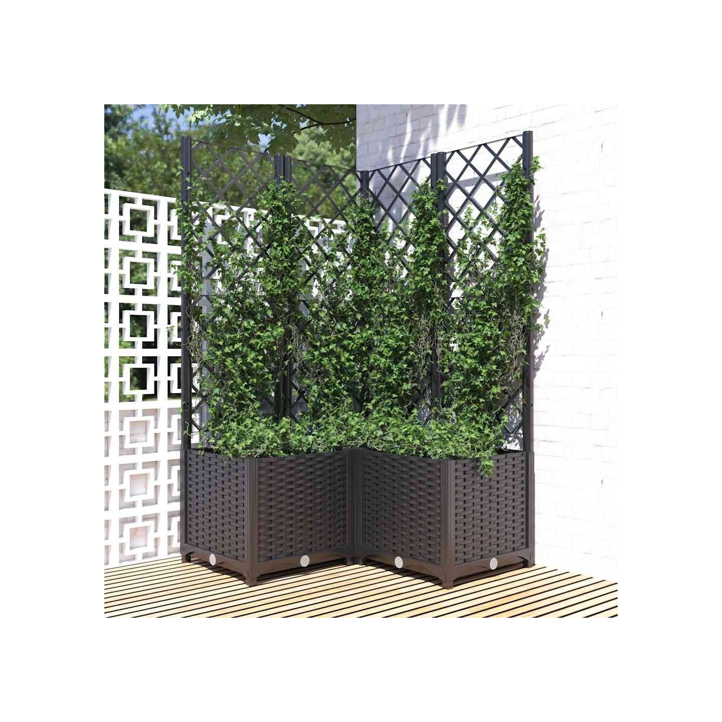 Jardinière avec treillis Noir 80x80x136 cm PP