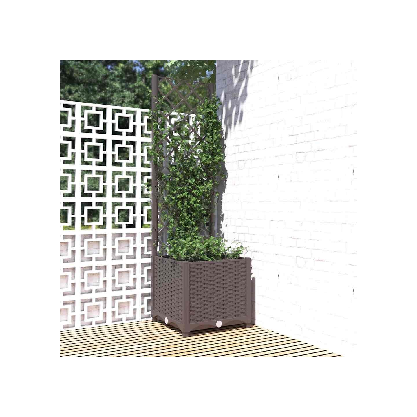 Jardinière avec treillis Marron 40x40x136 cm PP