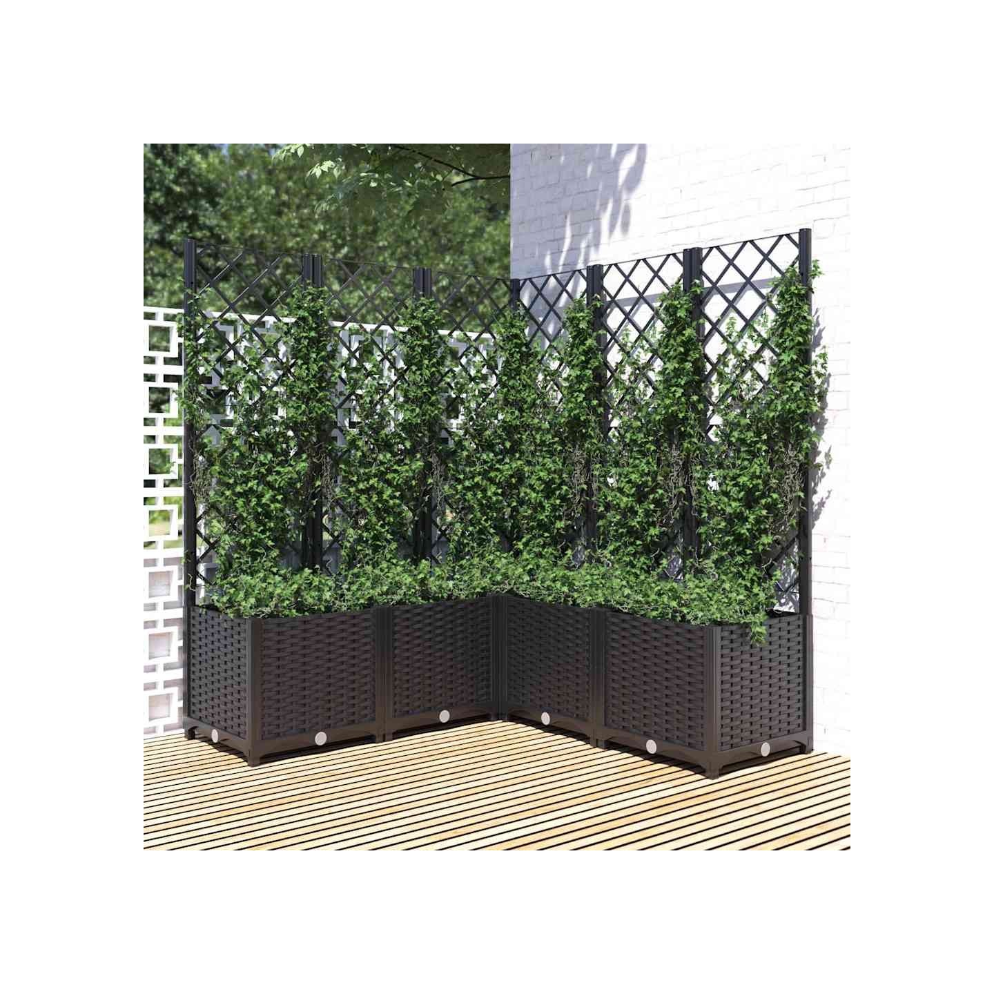 Jardinière avec treillis Noir 120x120x136 cm PP