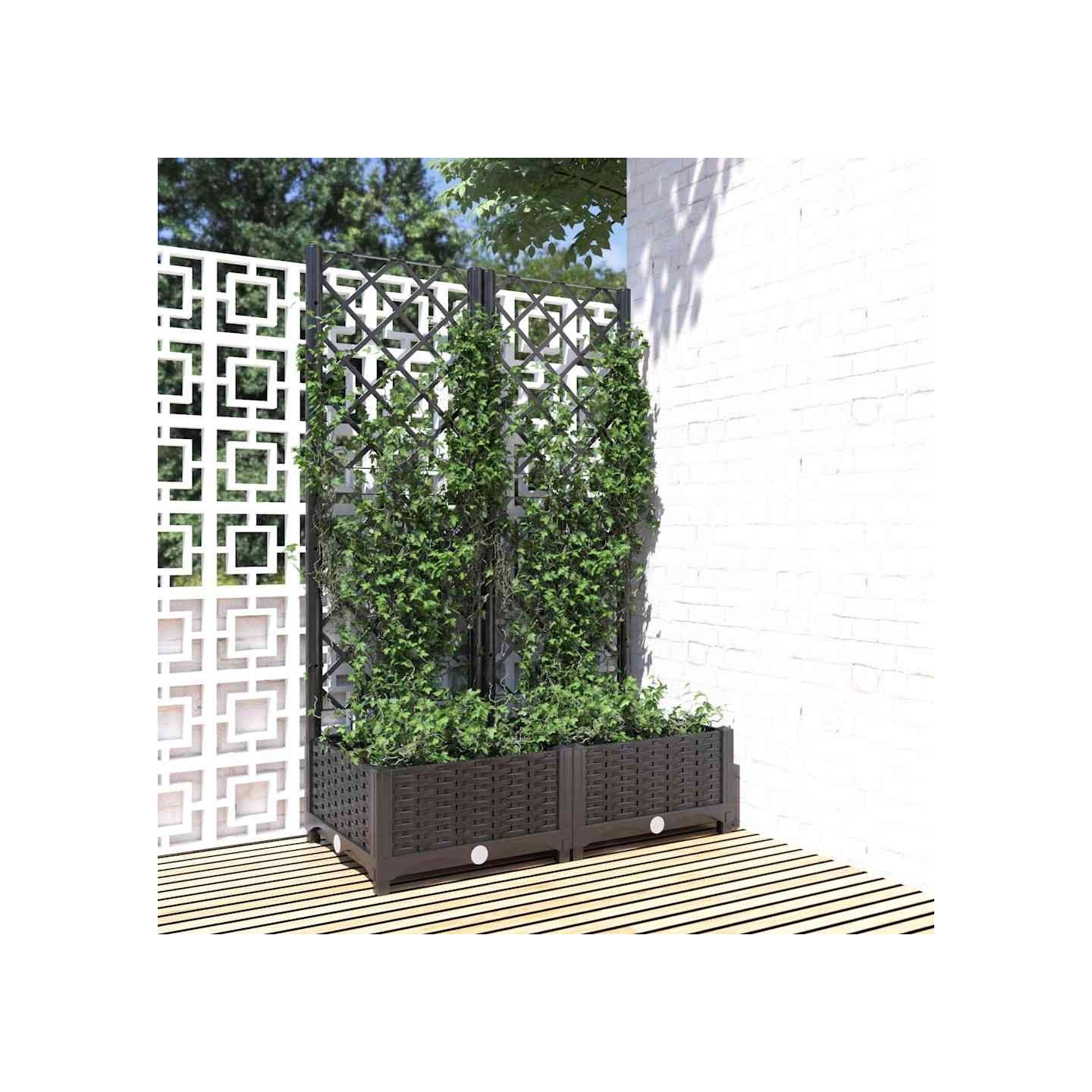 Jardinière avec treillis Noir 80x40x121,5 cm PP