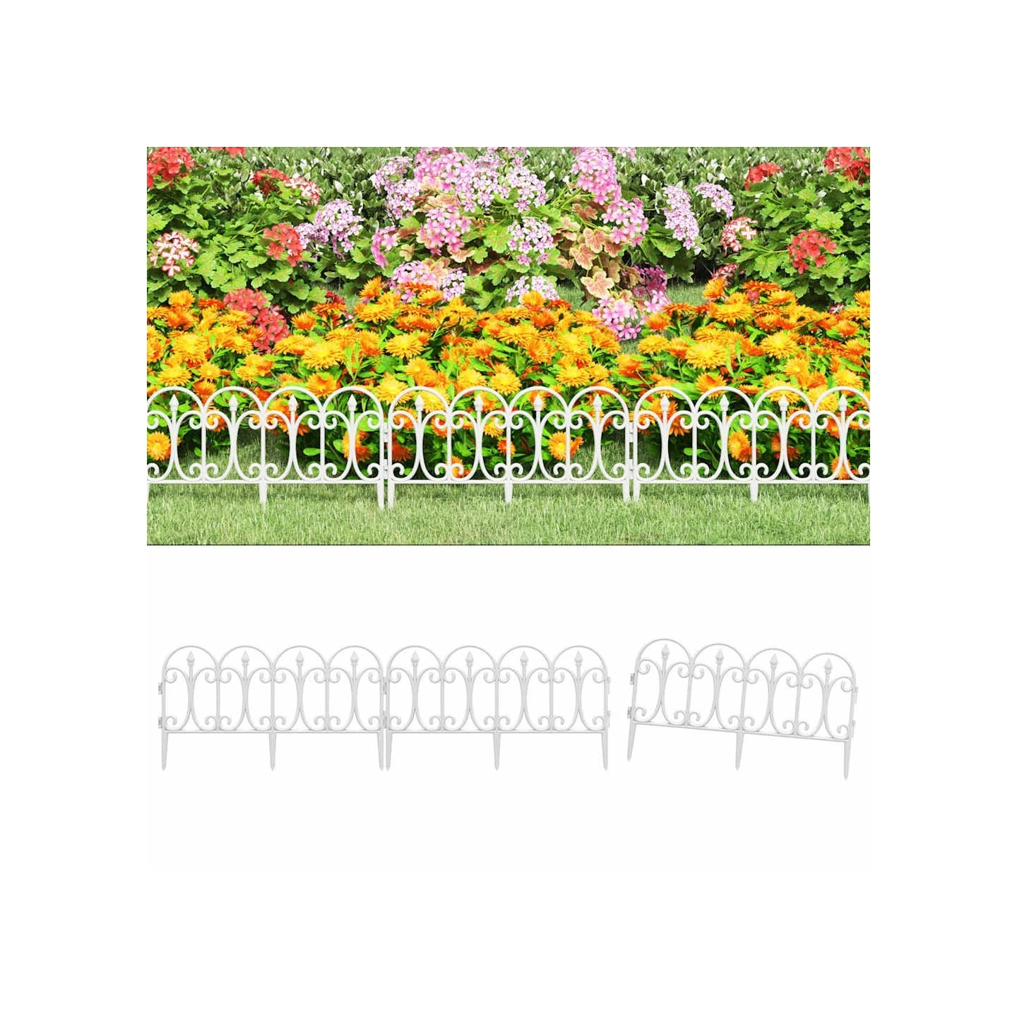 Bordures de pelouse 17 pcs Blanc 10 m PP