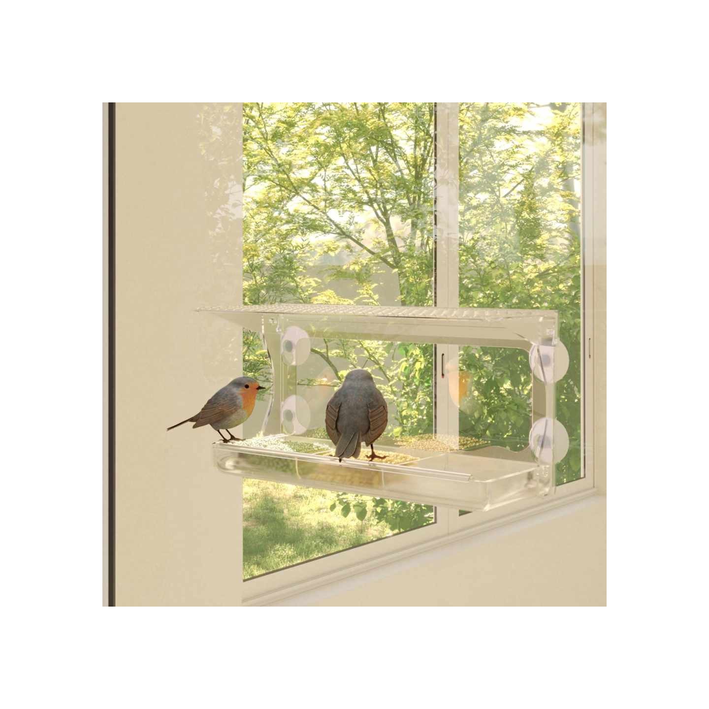 Mangeoires à oiseaux de fenêtre 2 pcs Acrylique 30x12x15 cm