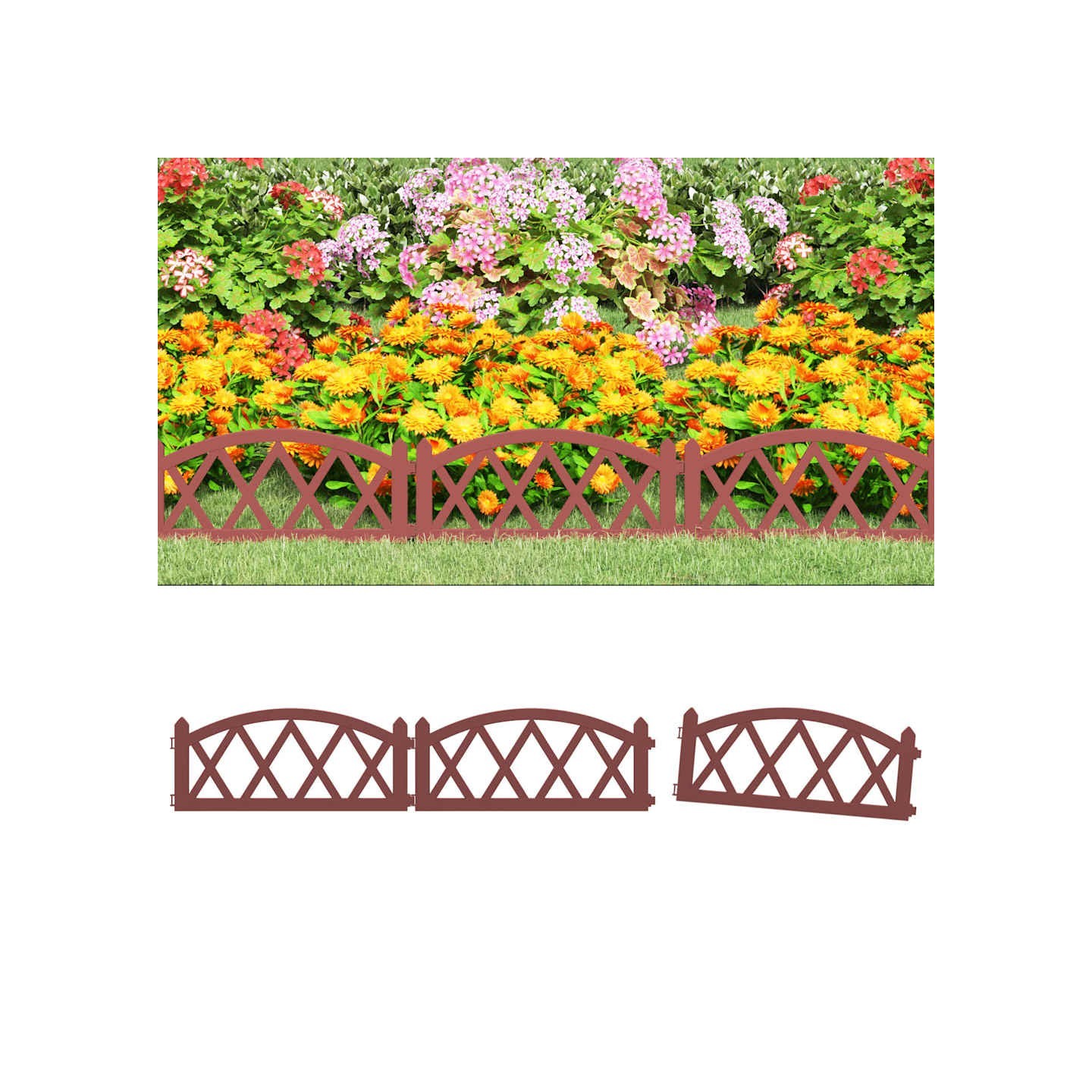 Bordures de pelouse 17 pcs Rouge 10 m PP