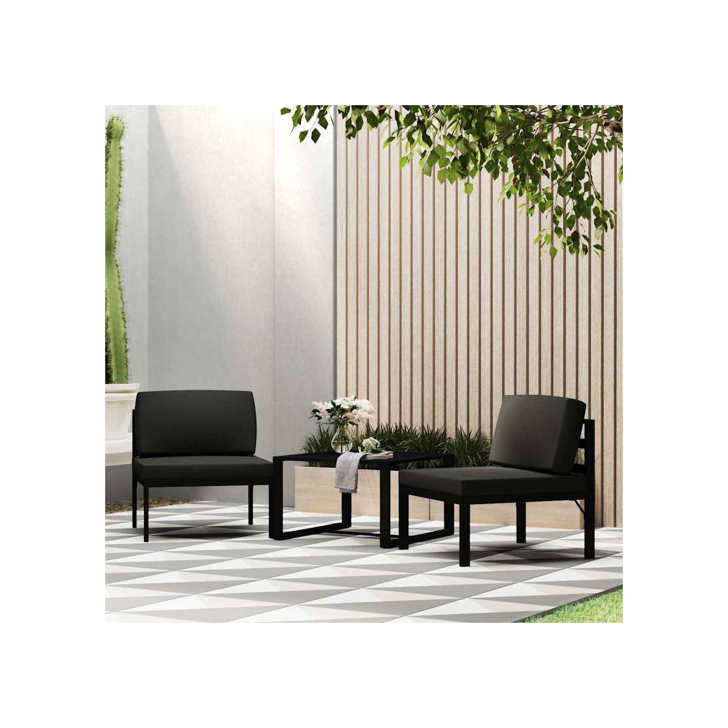 Jeu de canapés de jardin 3 pcs et coussins Aluminium Anthracite