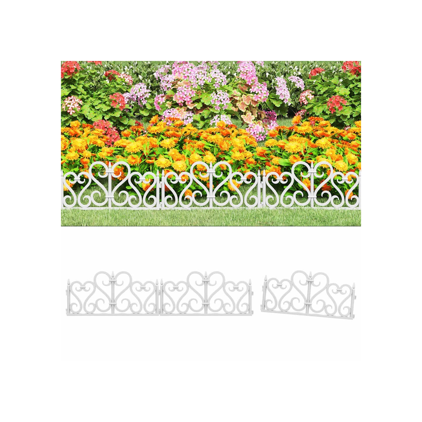 Bordures de pelouse 17 pcs Blanc 10 m PP