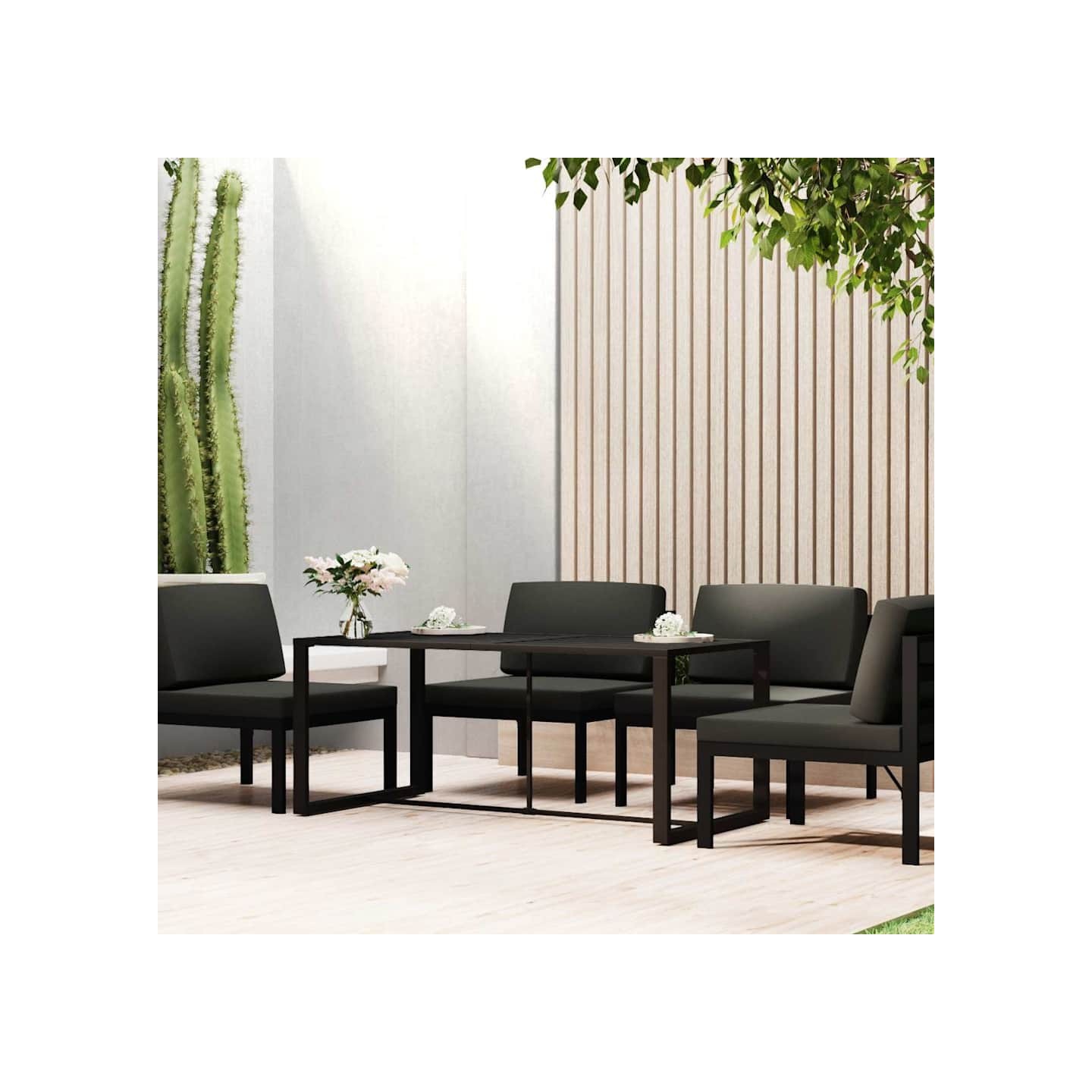 Table à dîner d'extérieur Anthracite 120x60x66 cm Aluminium