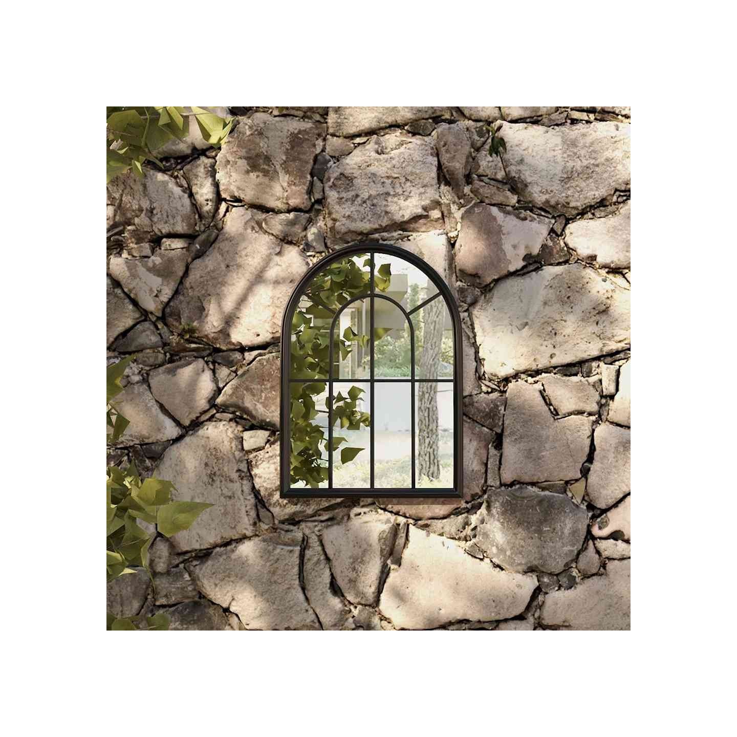 Miroir de jardin Noir 60x45 cm Fer pour utilisation extérieure