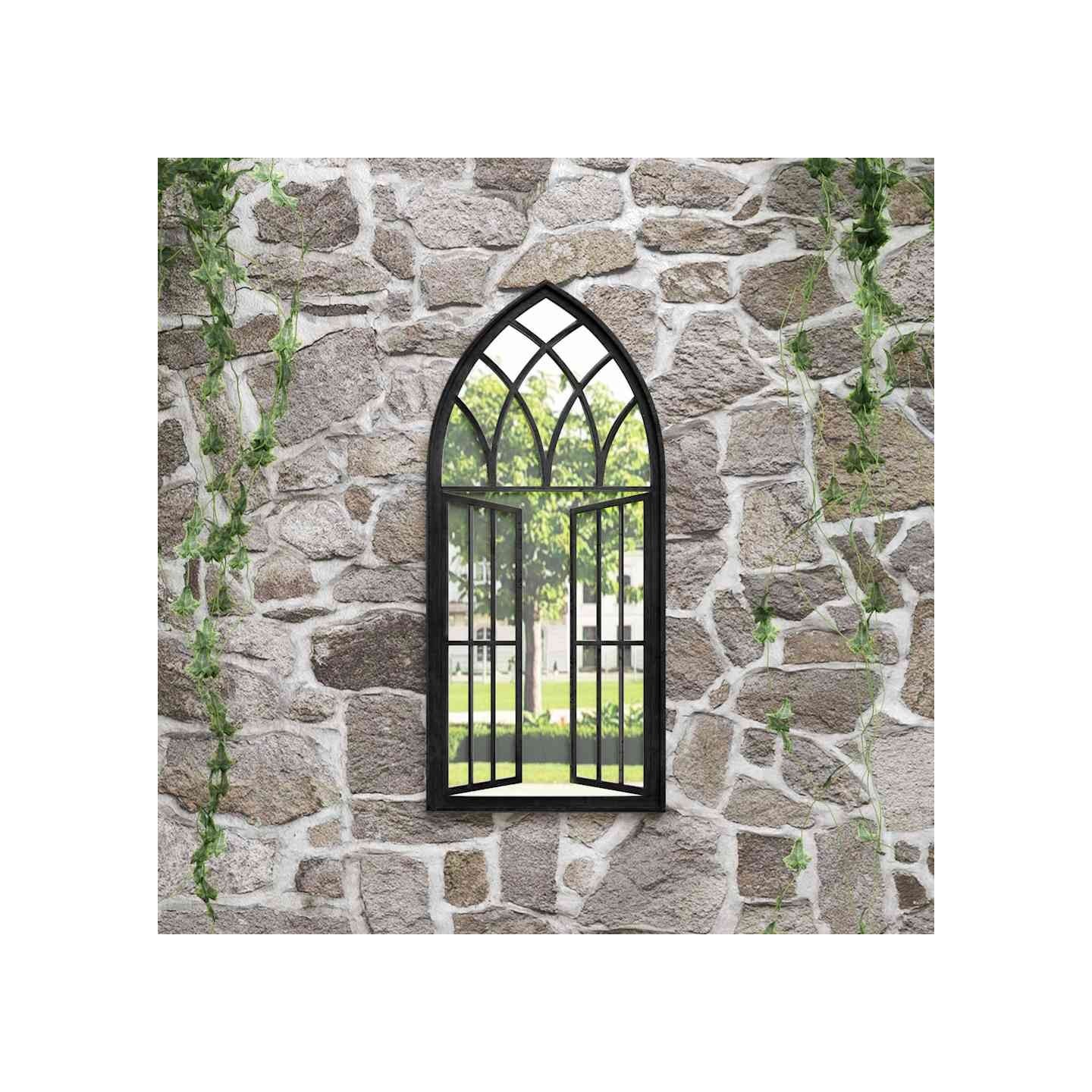 Miroir de jardin Noir 100x45 cm Fer pour utilisation extérieure